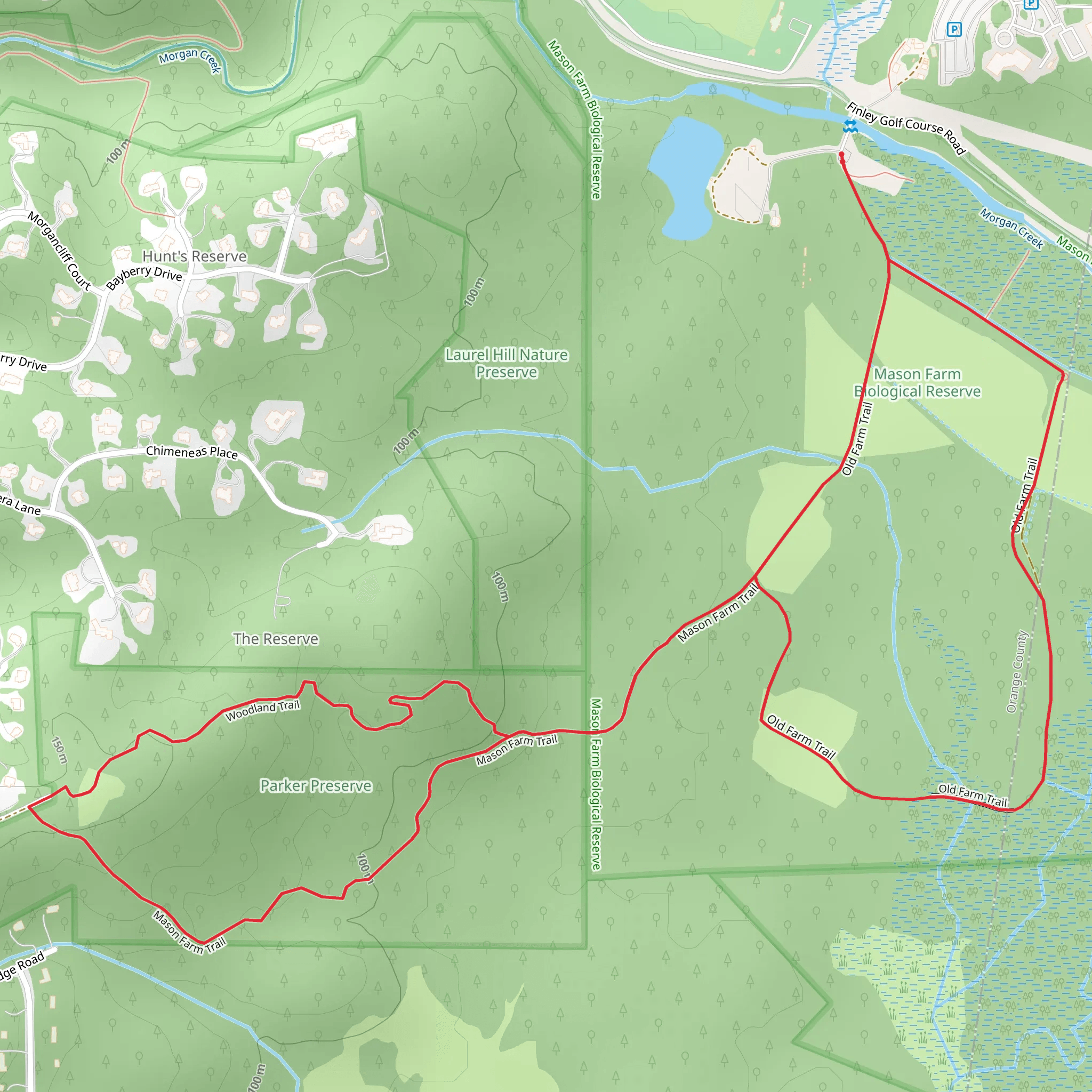 Old Farm, Mason farm and Woodland Loop Trail mobile static map