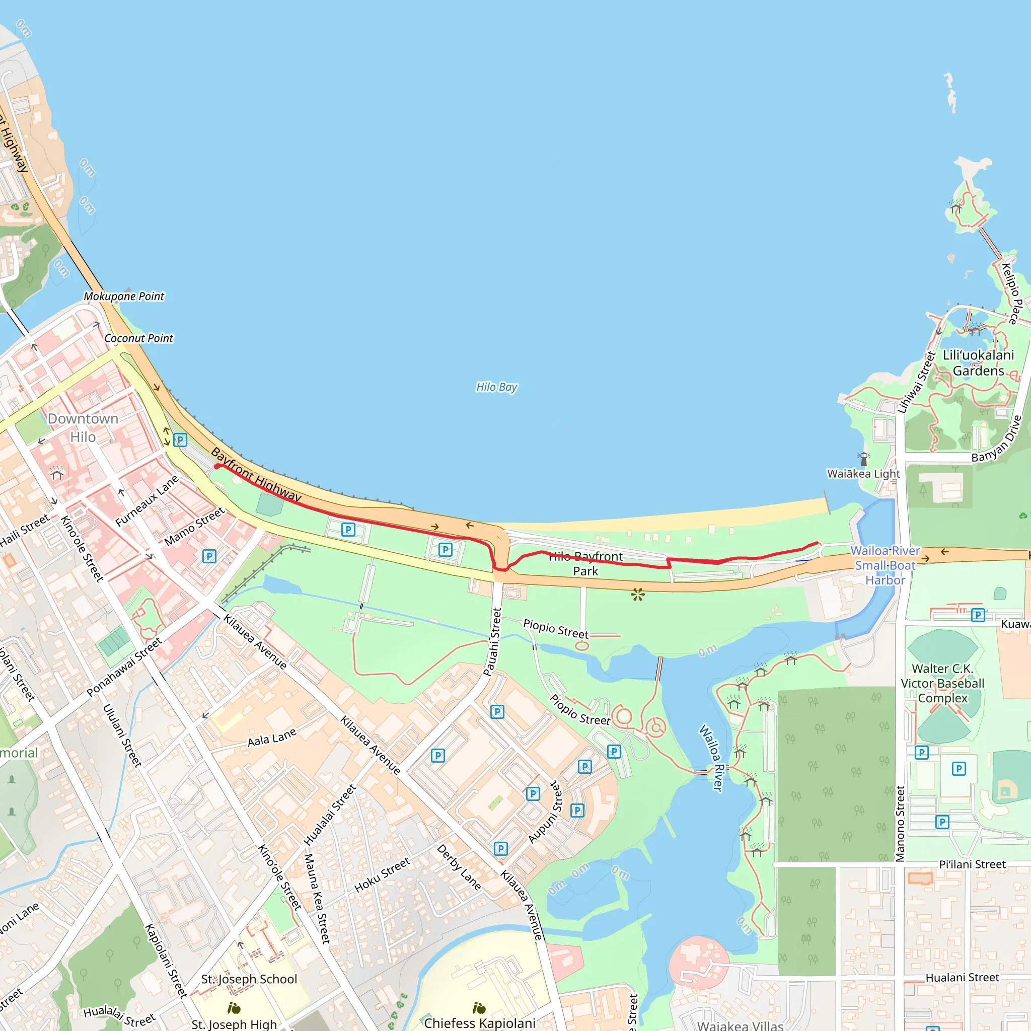 Hilo Bayfront Park mobile static map
