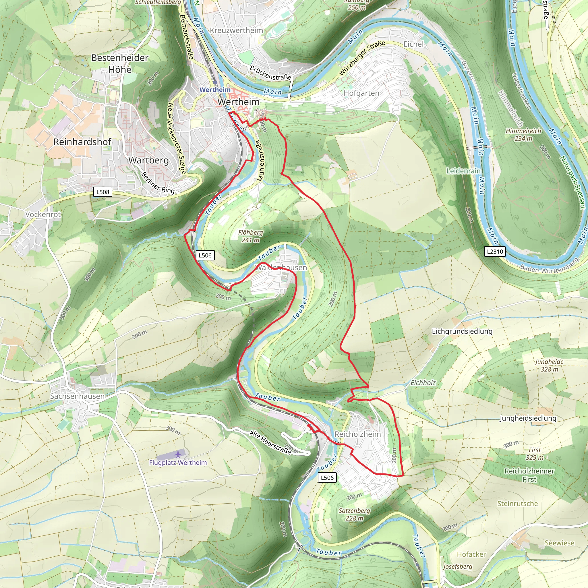 Tauber via Main Neckar Rhein Weg and Gebiets Wanderweg mobile static map