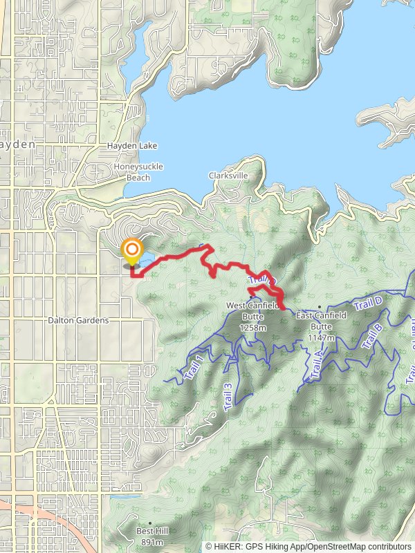 West Canfield Butte via Trail 29 Tottens Pond and Trail D