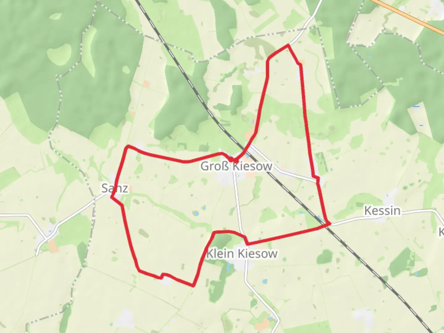 An image depicting the trail Grob Kiesow Loop and its surrounding area.