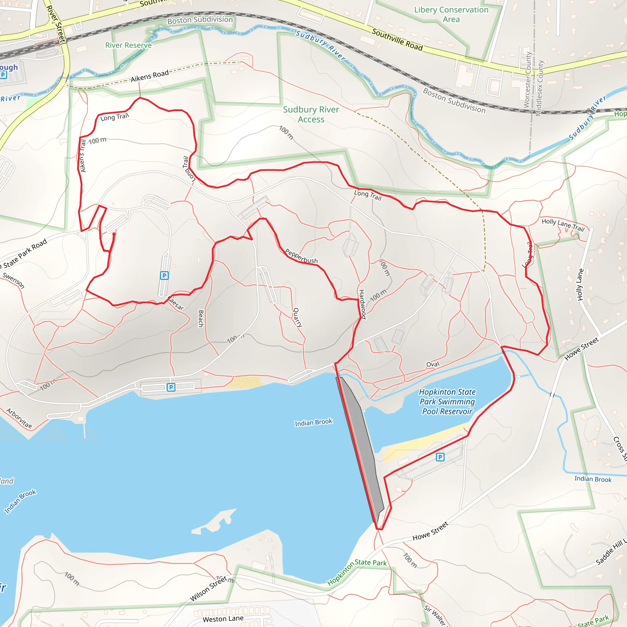 Hopkinton State Park Swimming Pool Reservoir Loop mobile static map