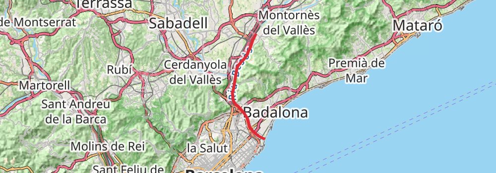 GR 2 La Junquera to Sant Adriá del Besos stage 13 Map