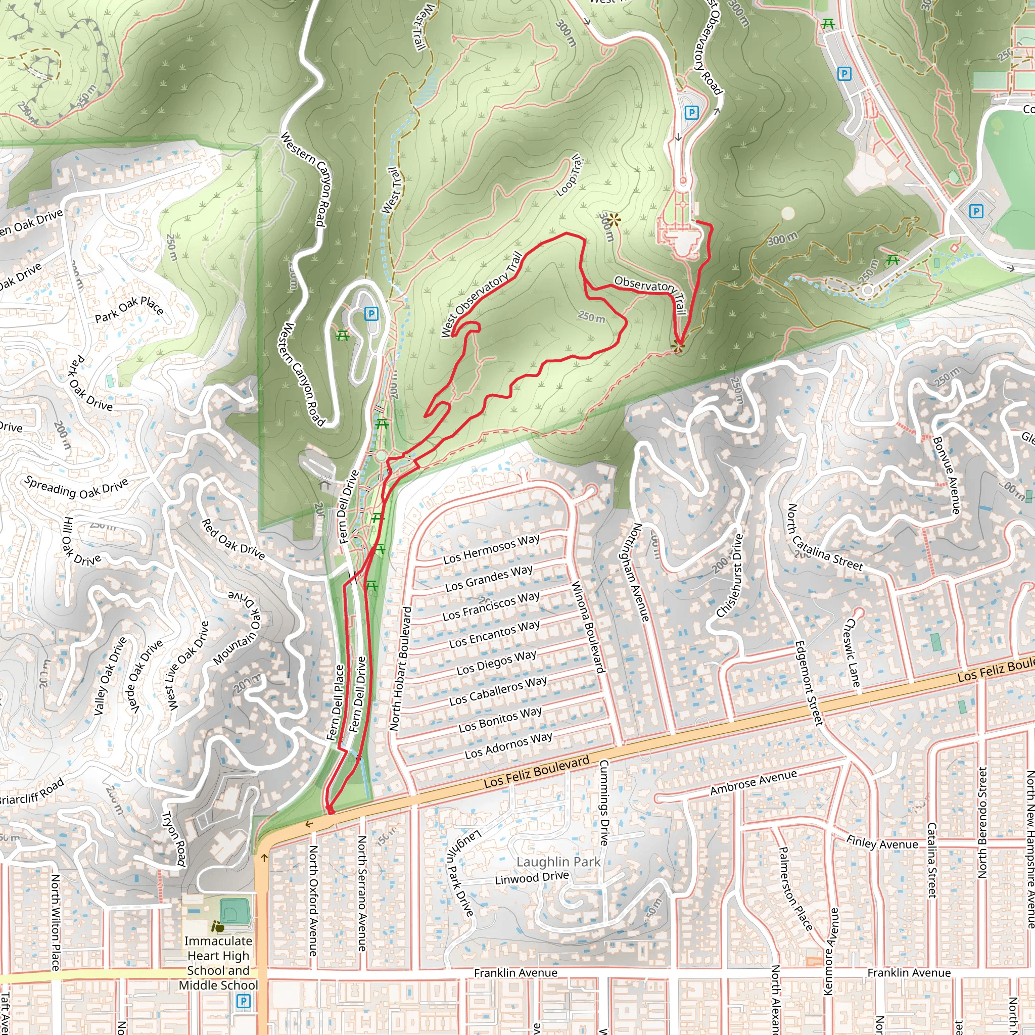 West Observatory and Fern Dell Nature Loop Trail mobile static map