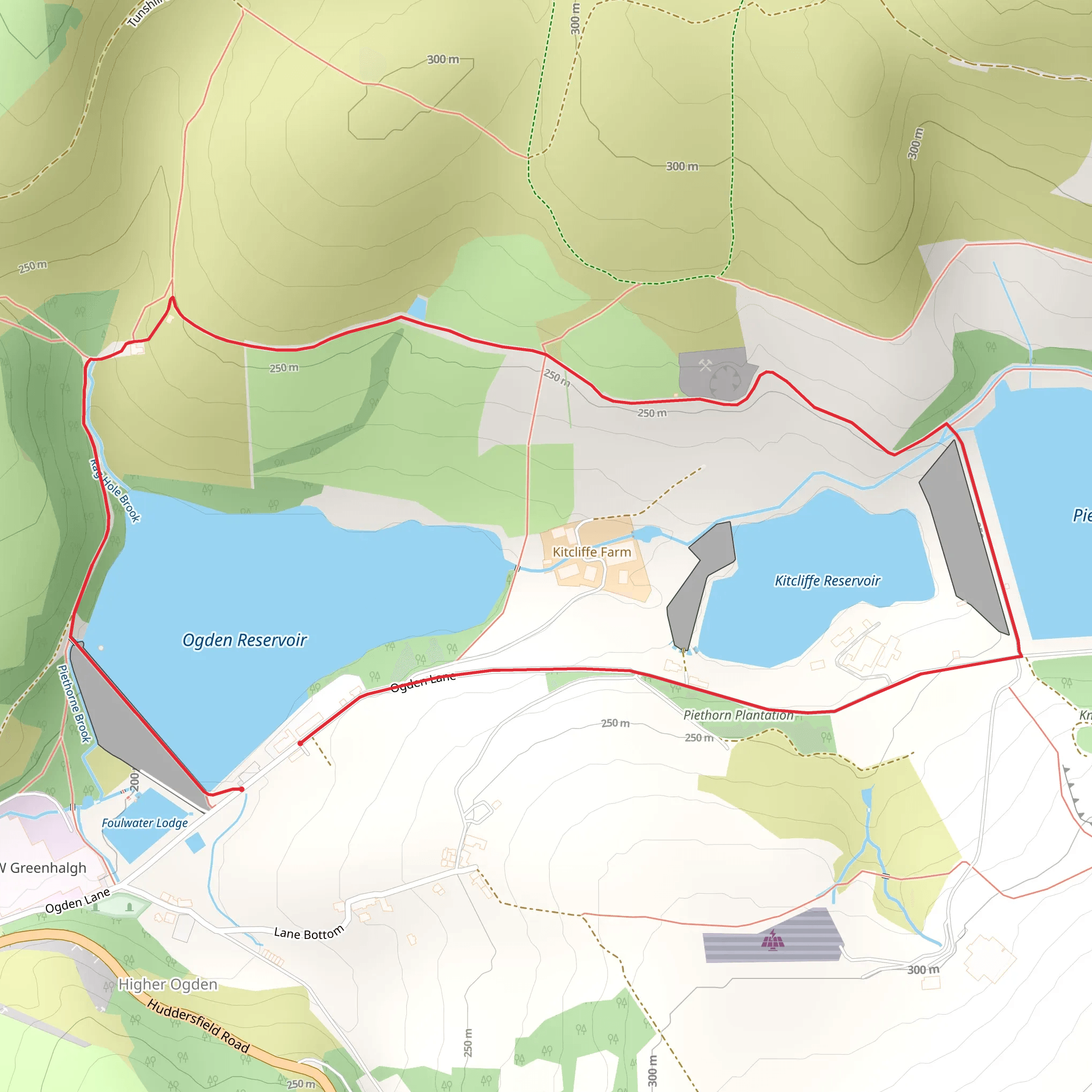 Ogden Reservoir and Kitcliffe Reservoir Loop mobile static map
