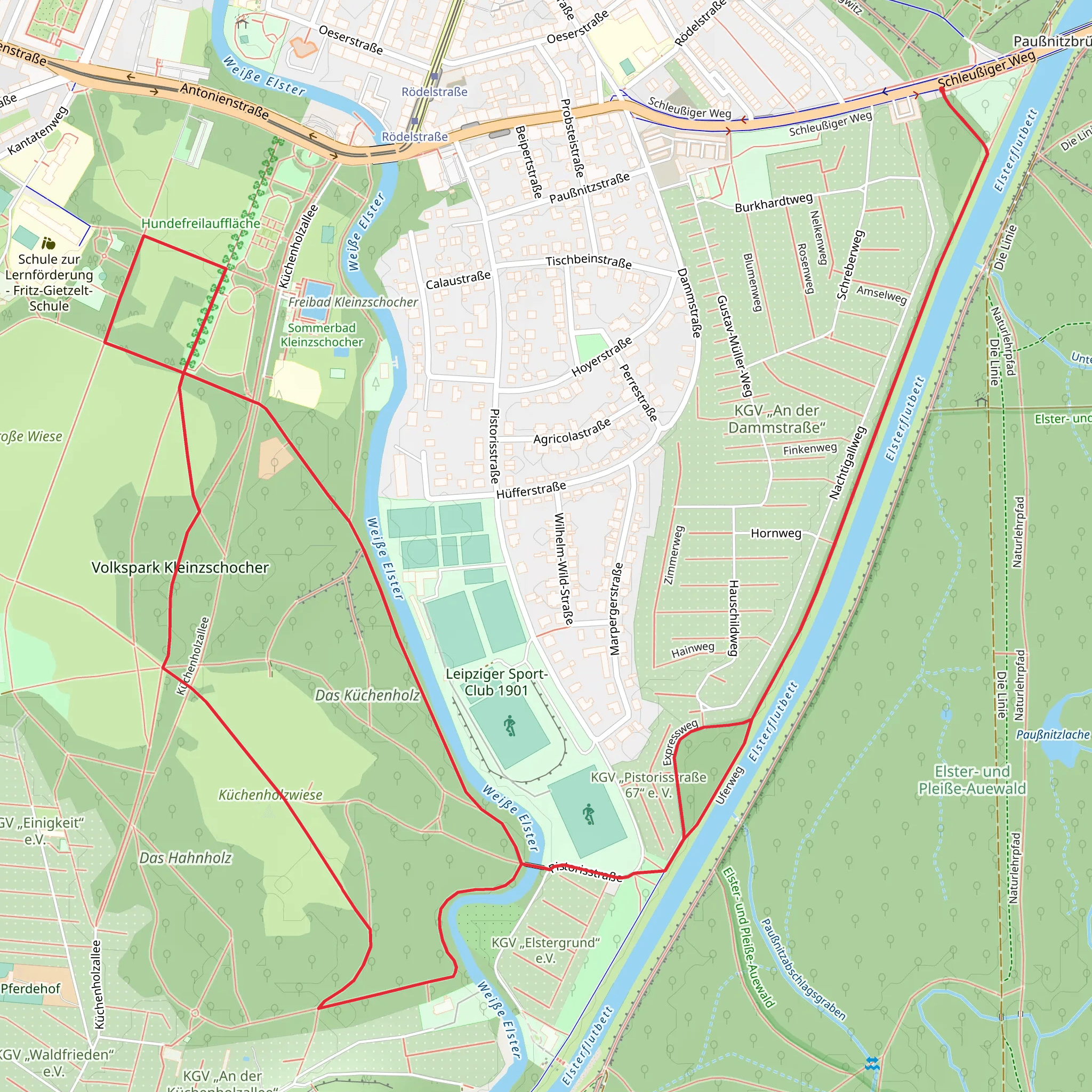 Volkspark Kleonzschocher via Shoreway mobile static map