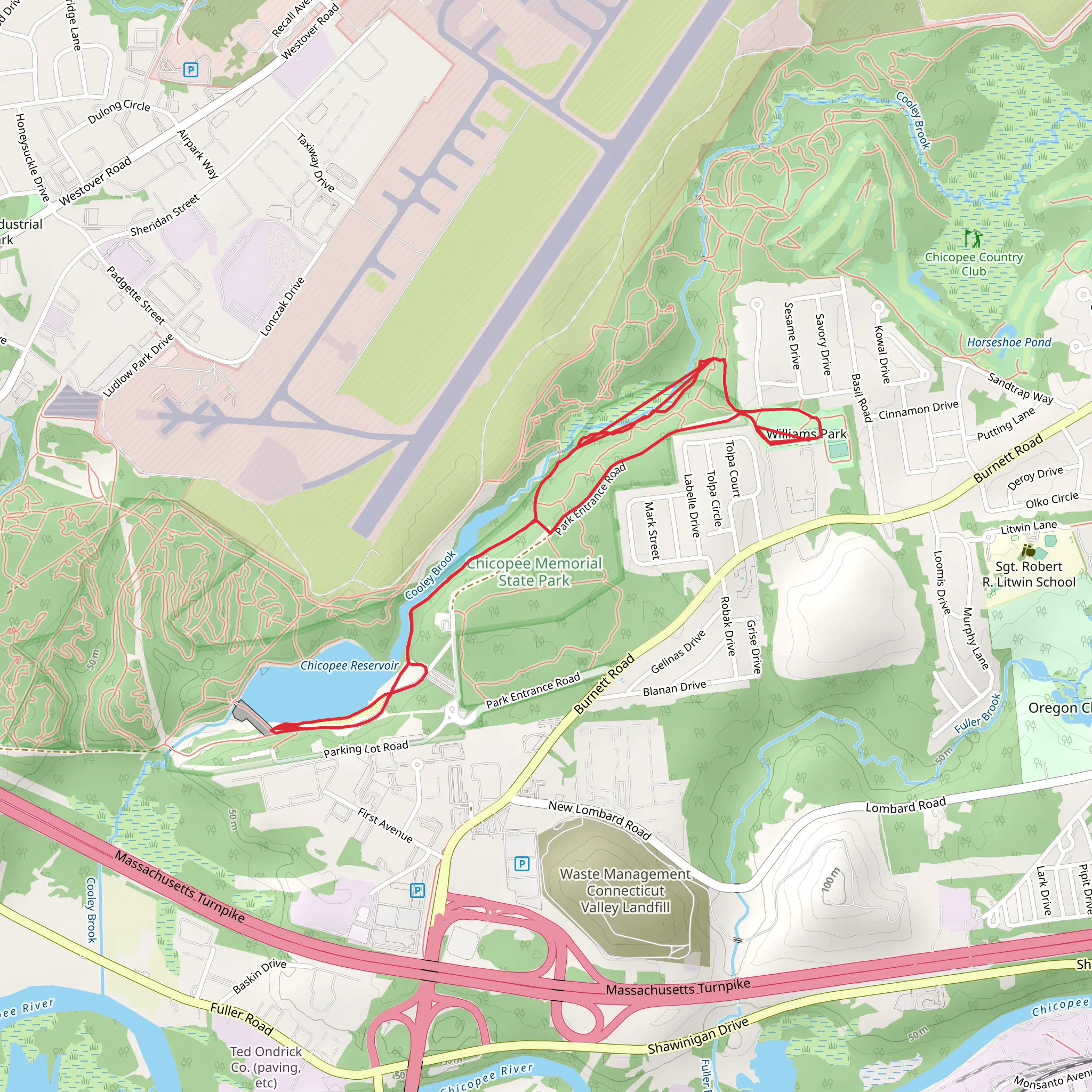 Cooley Brook - Chicopee Reservoir Loop Trail mobile static map