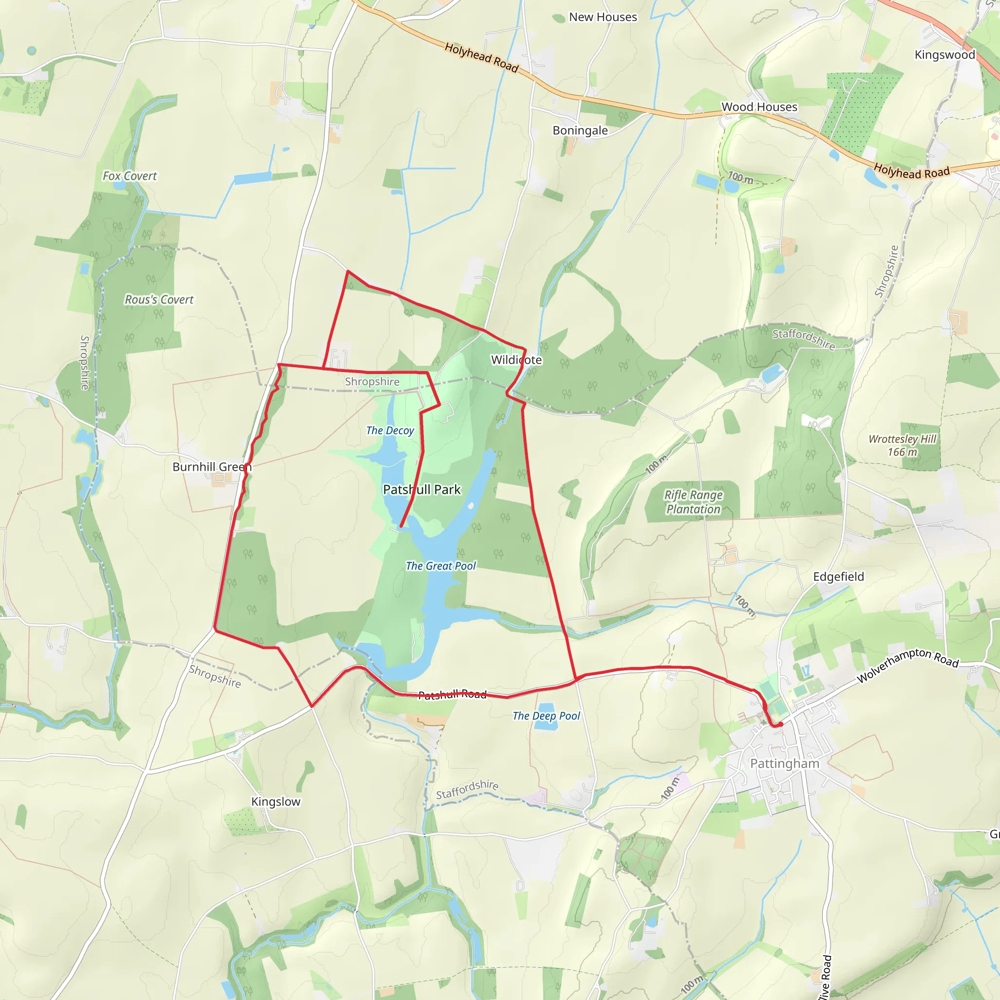 Patshull Park and The Great Pool Loop mobile static map