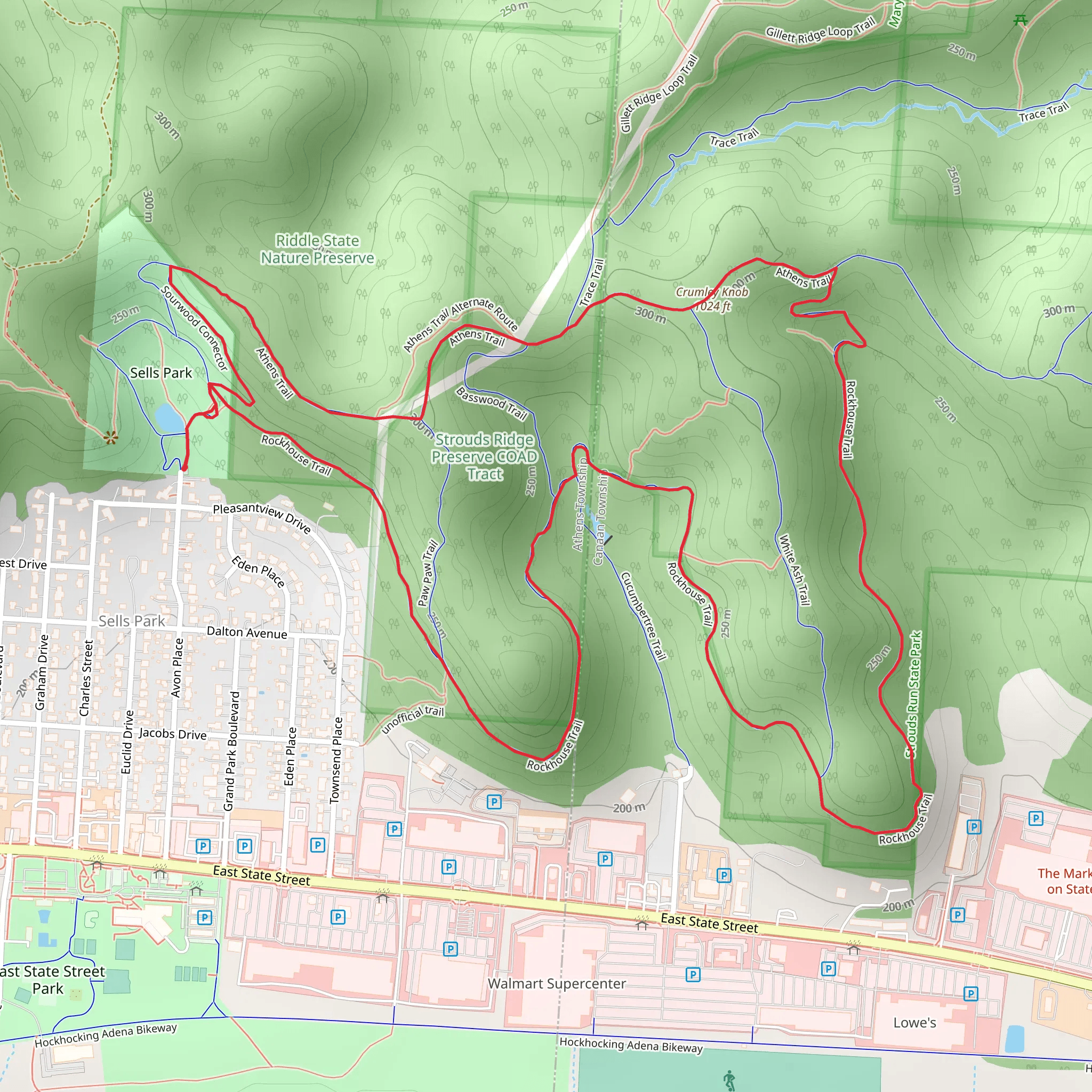 Athens and Rockhouse Loop Trail mobile static map