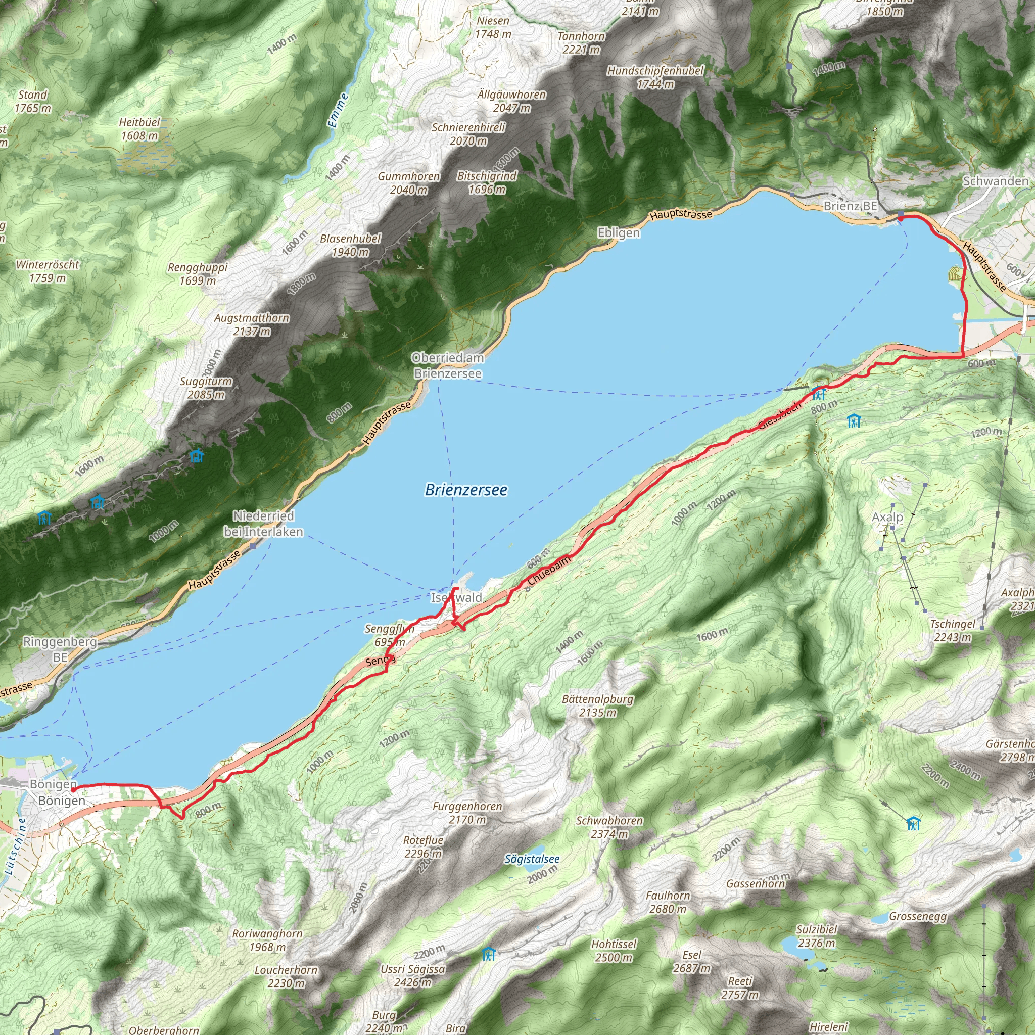 Brienzersee Drei Wasserfälleweg mobile static map