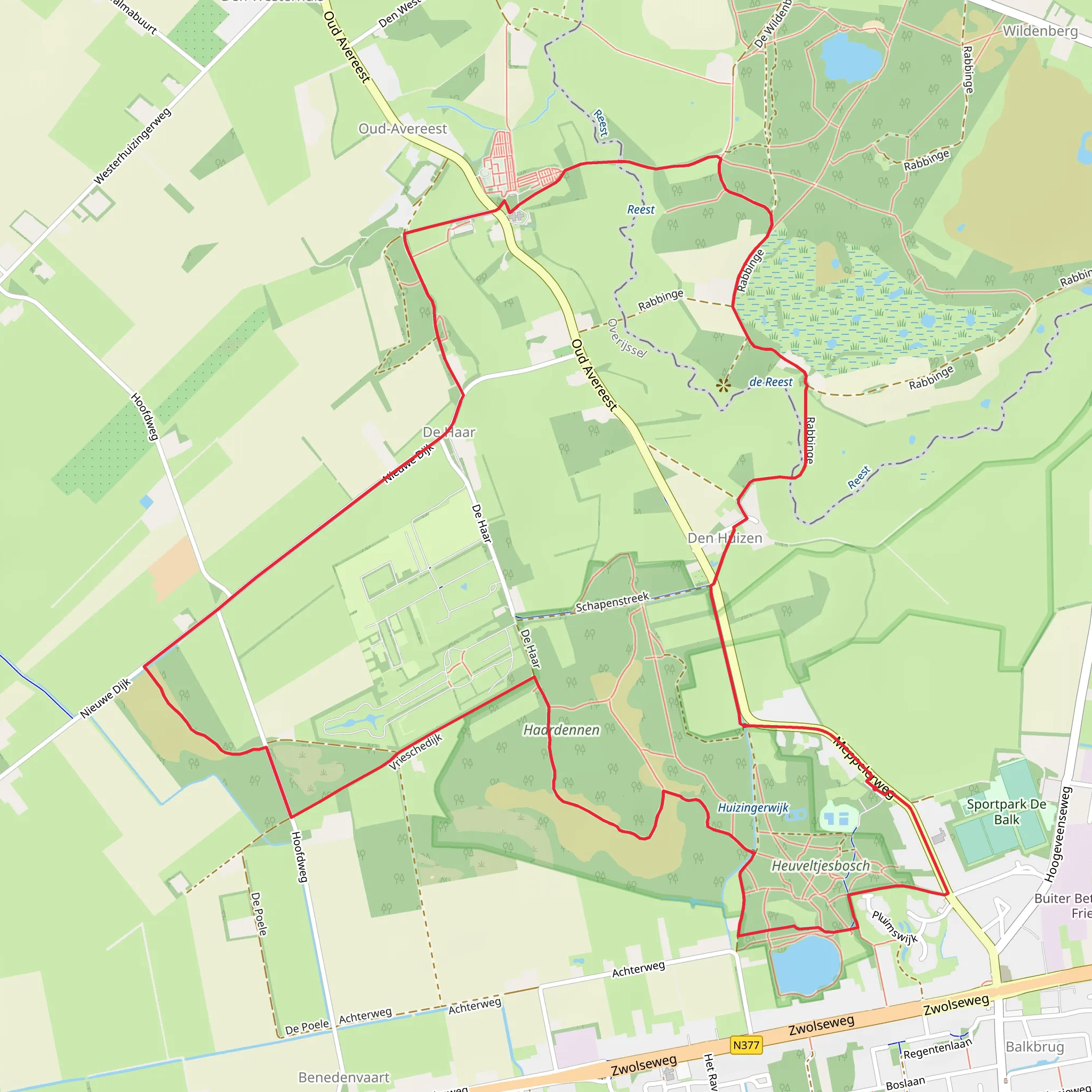 Haardennen via Kerkenpad and Maarten van Rossumpad mobile static map