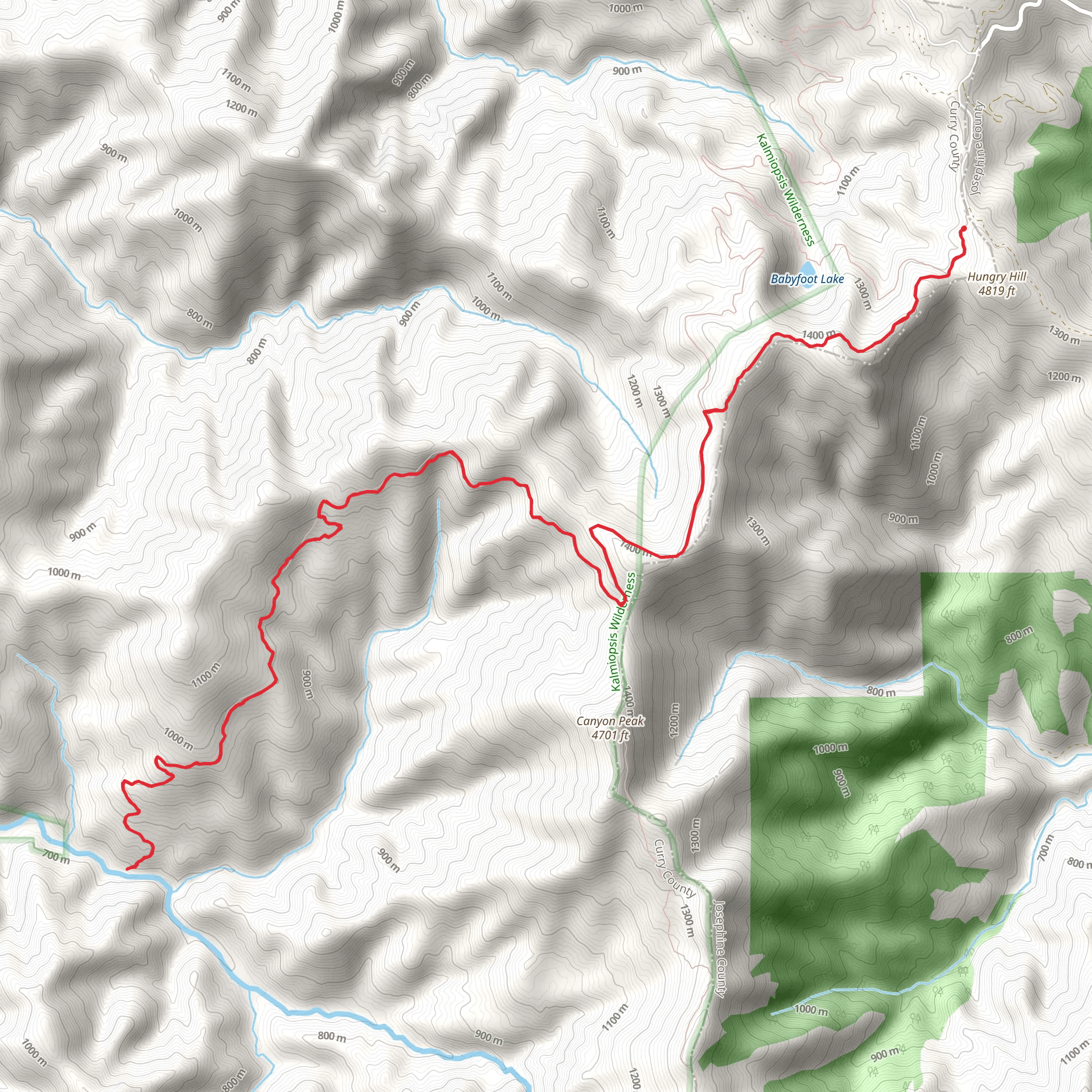 Emily Cabin Trail via Babyfoot Lake Rim Trail mobile static map
