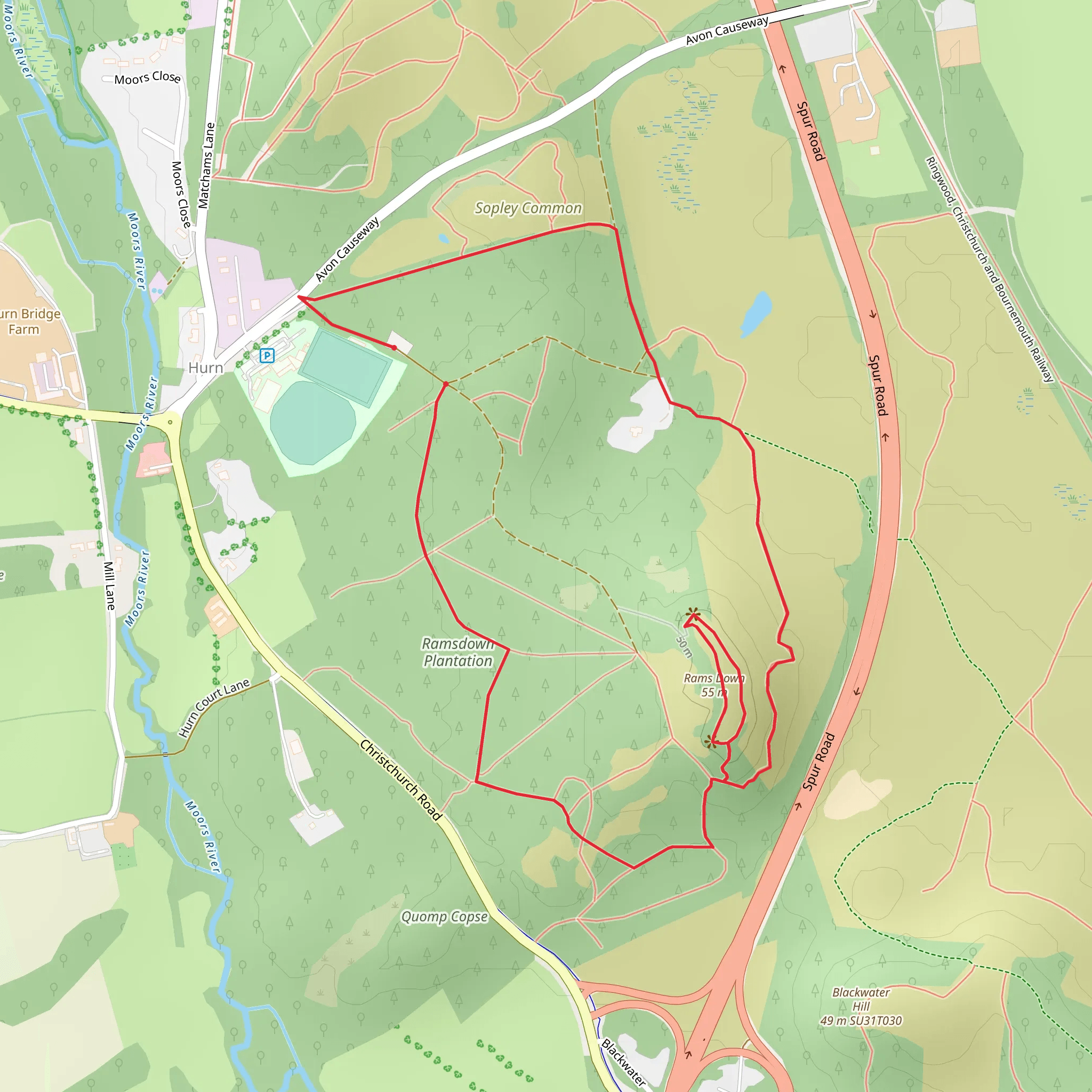 Rams Down adn Ramsdown Plantation Loop mobile static map