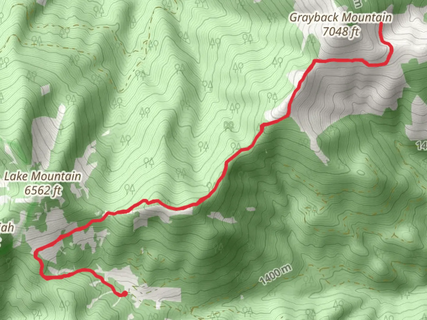 An image depicting the trail Grayback Mountain via Boundary Trail and its surrounding area.
