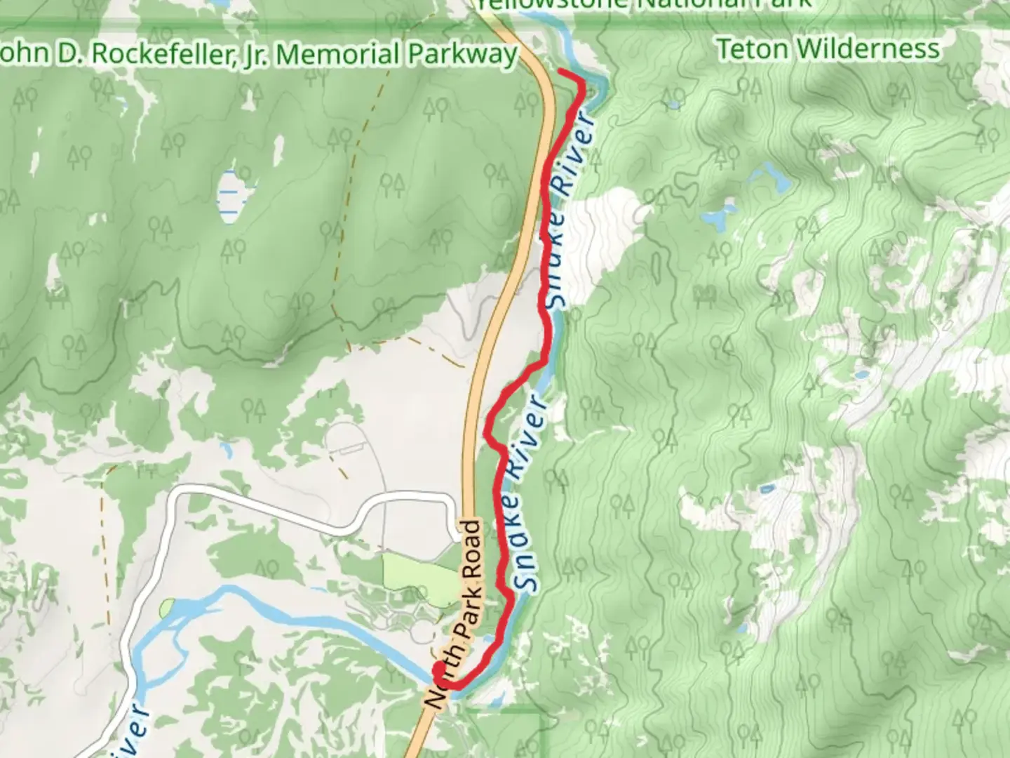 An image depicting the trail Snake River Out and Back and its surrounding area.