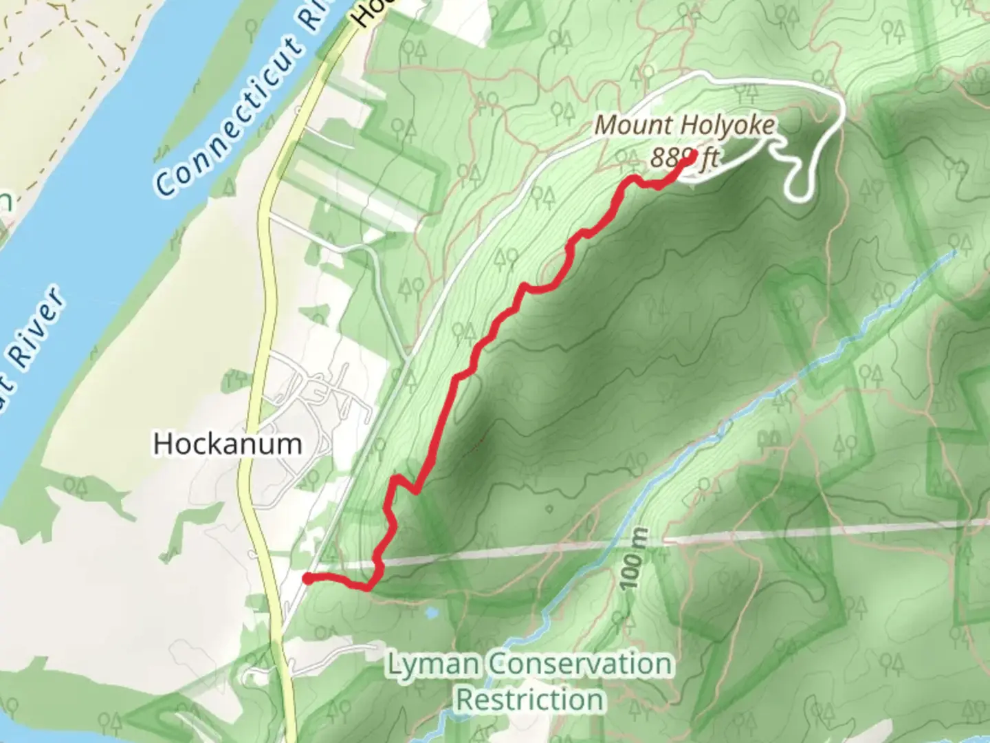 An image depicting the trail Mount Holyoke via NET-MandM Trail and its surrounding area.