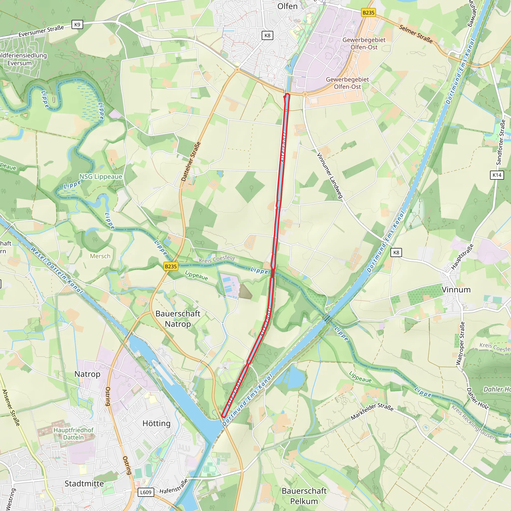 Alte Fahrt Loop via Hohe Mark Steig and Raute Flaesheim mobile static map