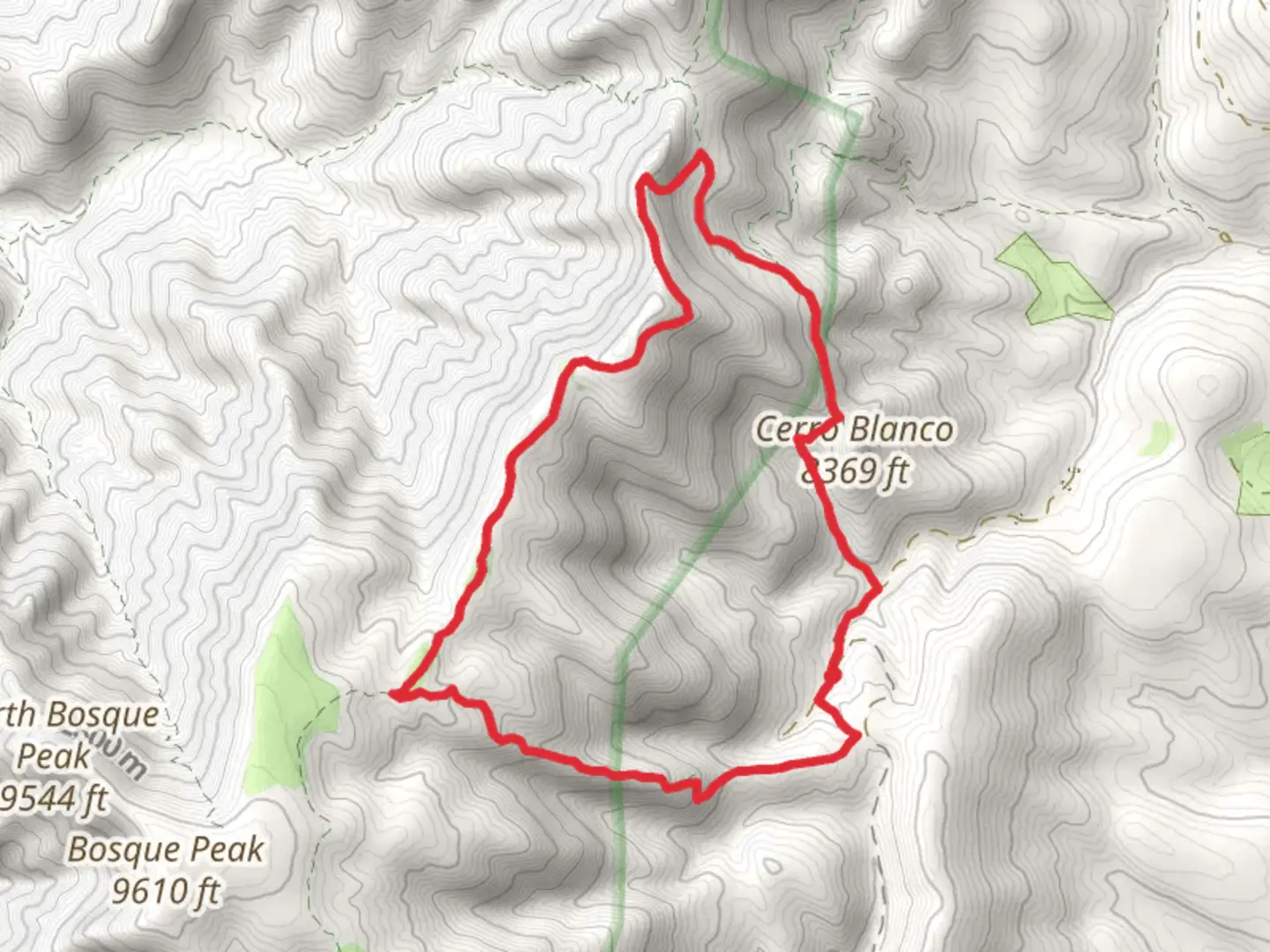 An image depicting the trail Bosque, Manzano Crest and Cerro Blanco Loop Trail and its surrounding area.