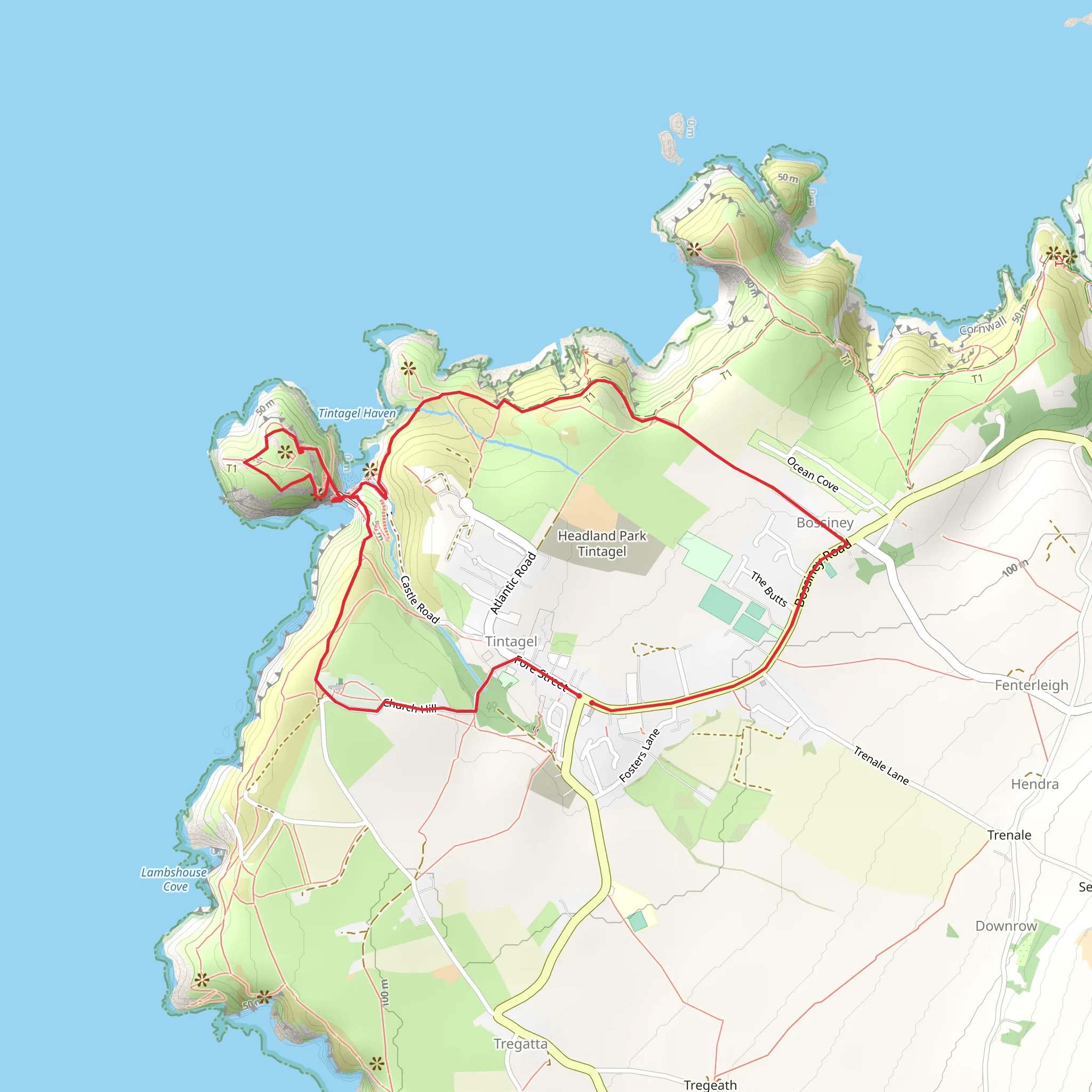 Tintagel King Arthur Walk mobile static map