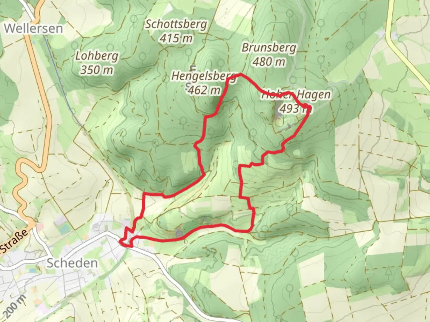 An image depicting the trail Quellenpfad and its surrounding area.