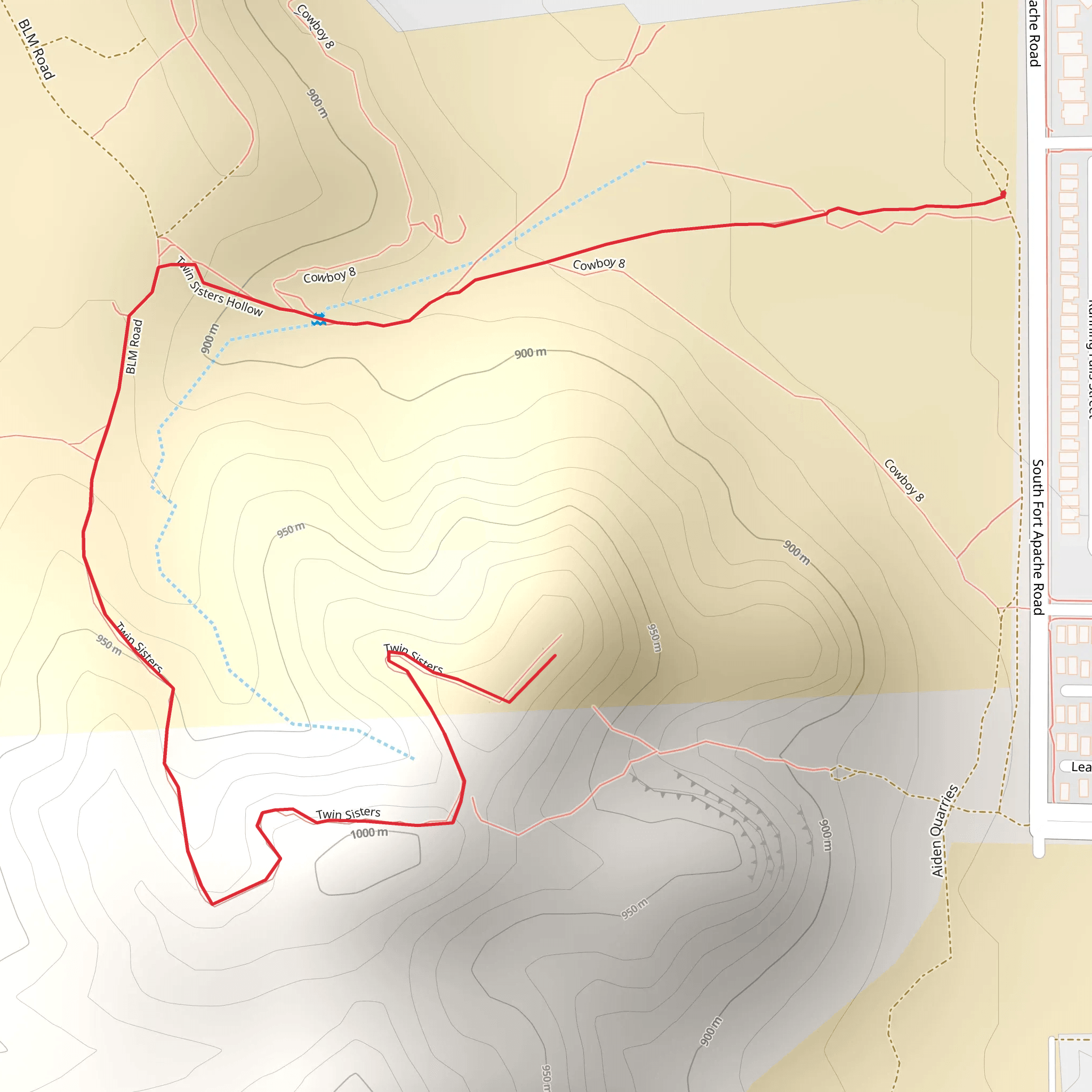 Twin Sisters and BLM Road mobile static map