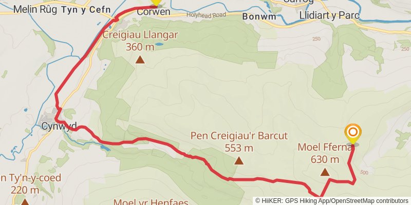 North Berwyn Way stage 2 Map