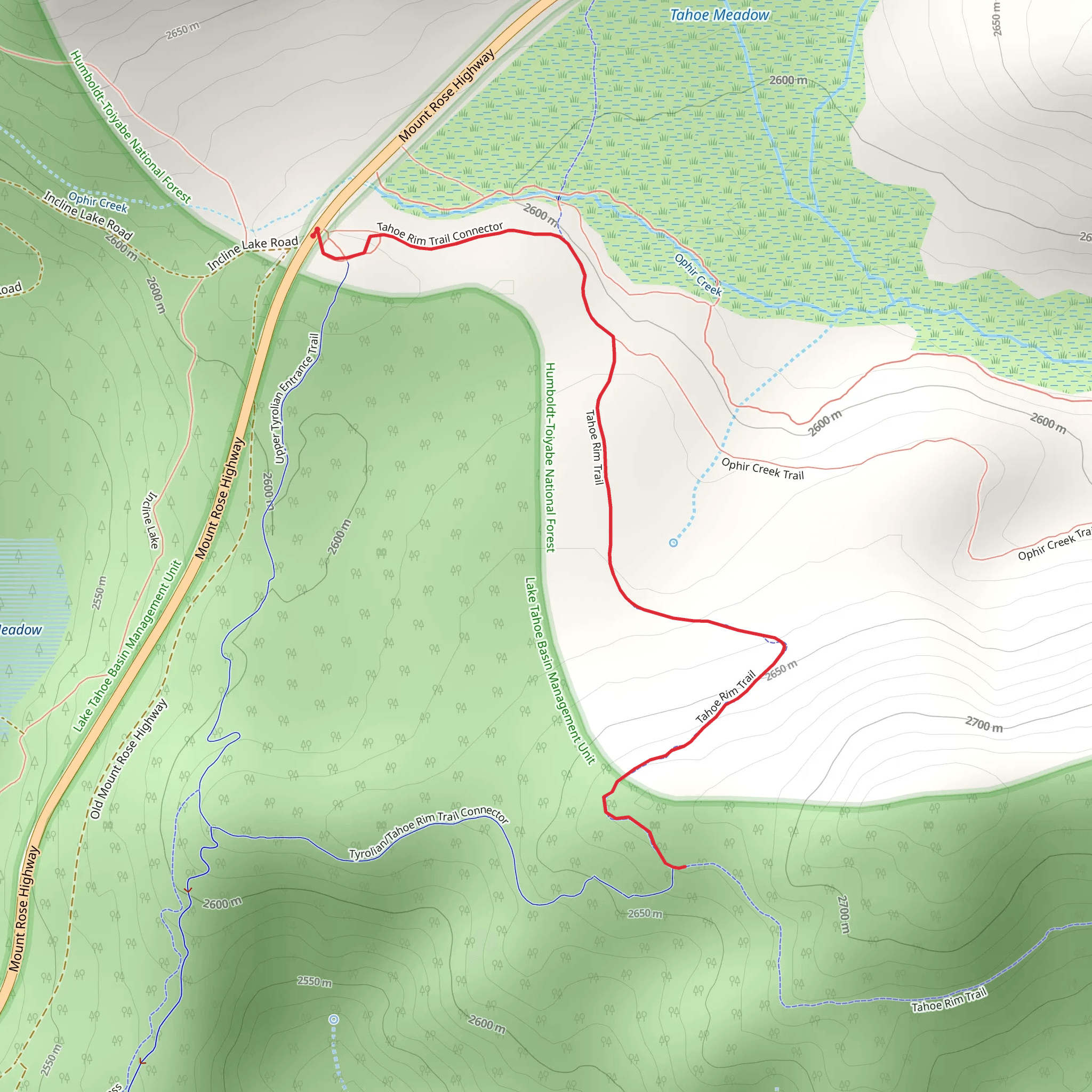 Mount Rose Highway mobile static map