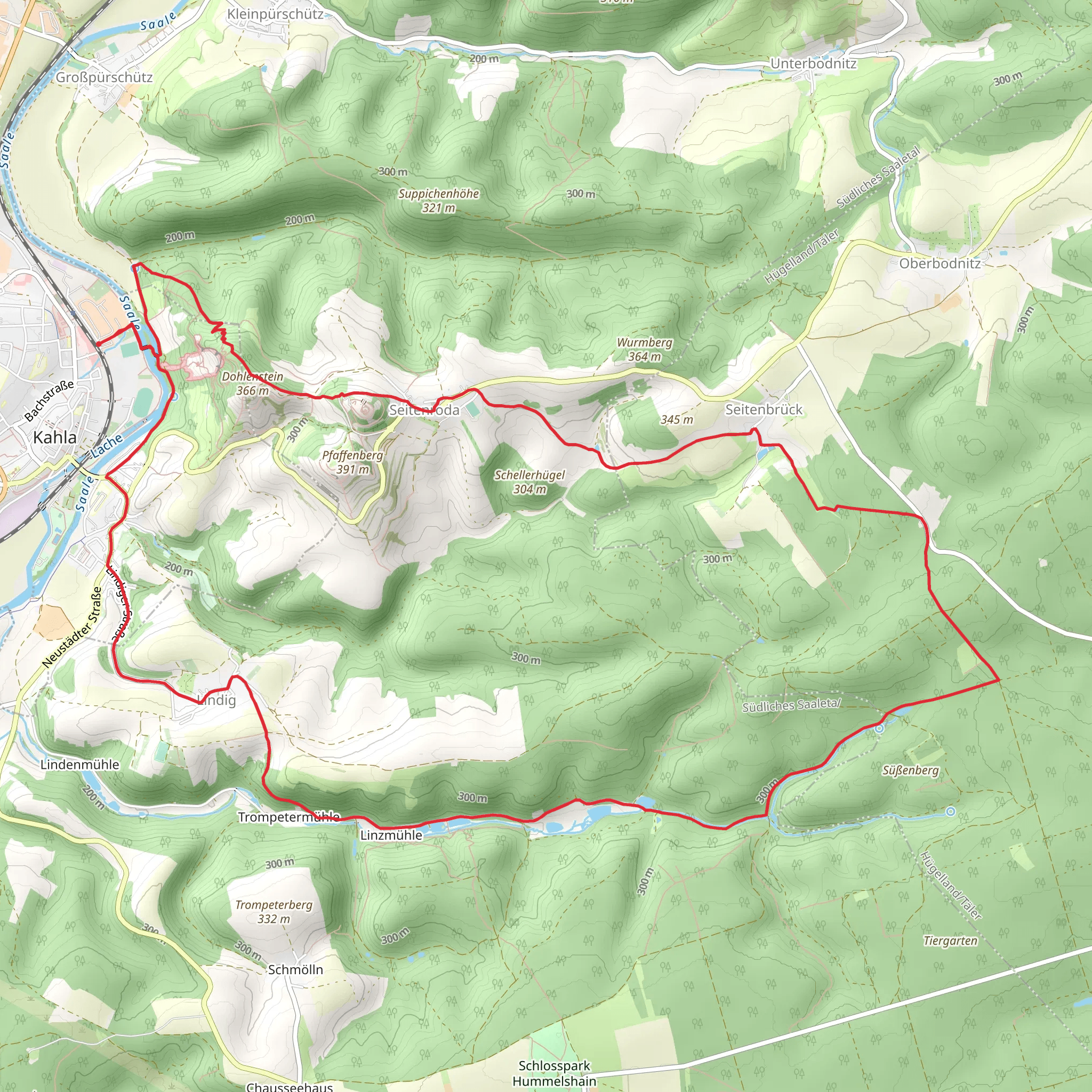 Kahla Loop via Schwarzer Teich mobile static map