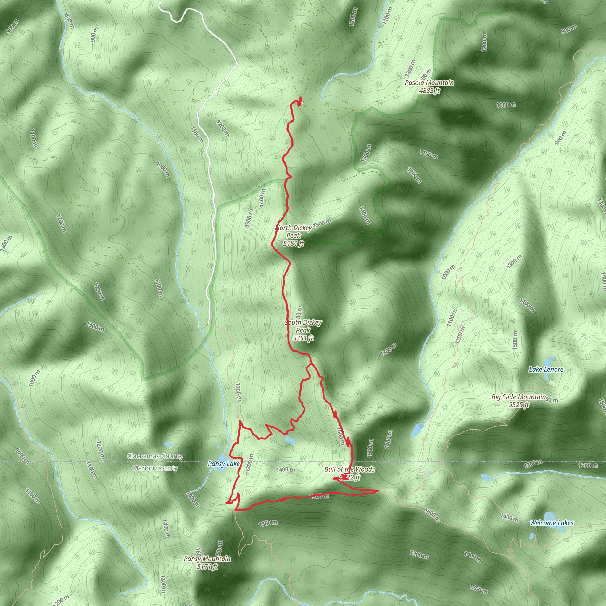 Bull of the Woods Trail and Pansy Lake Loop mobile static map