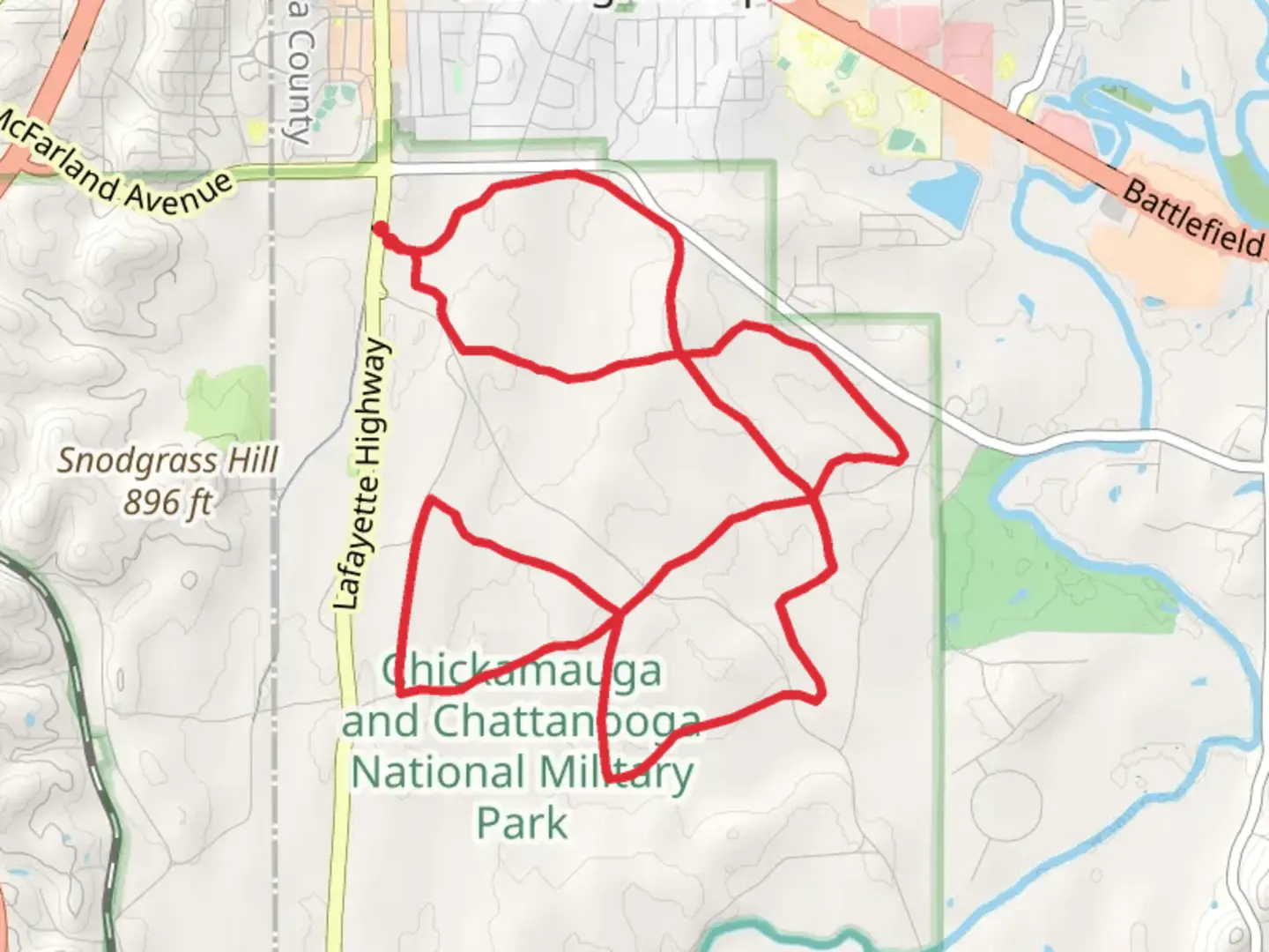 An image depicting the trail Lafayette Highway East Loop and its surrounding area.