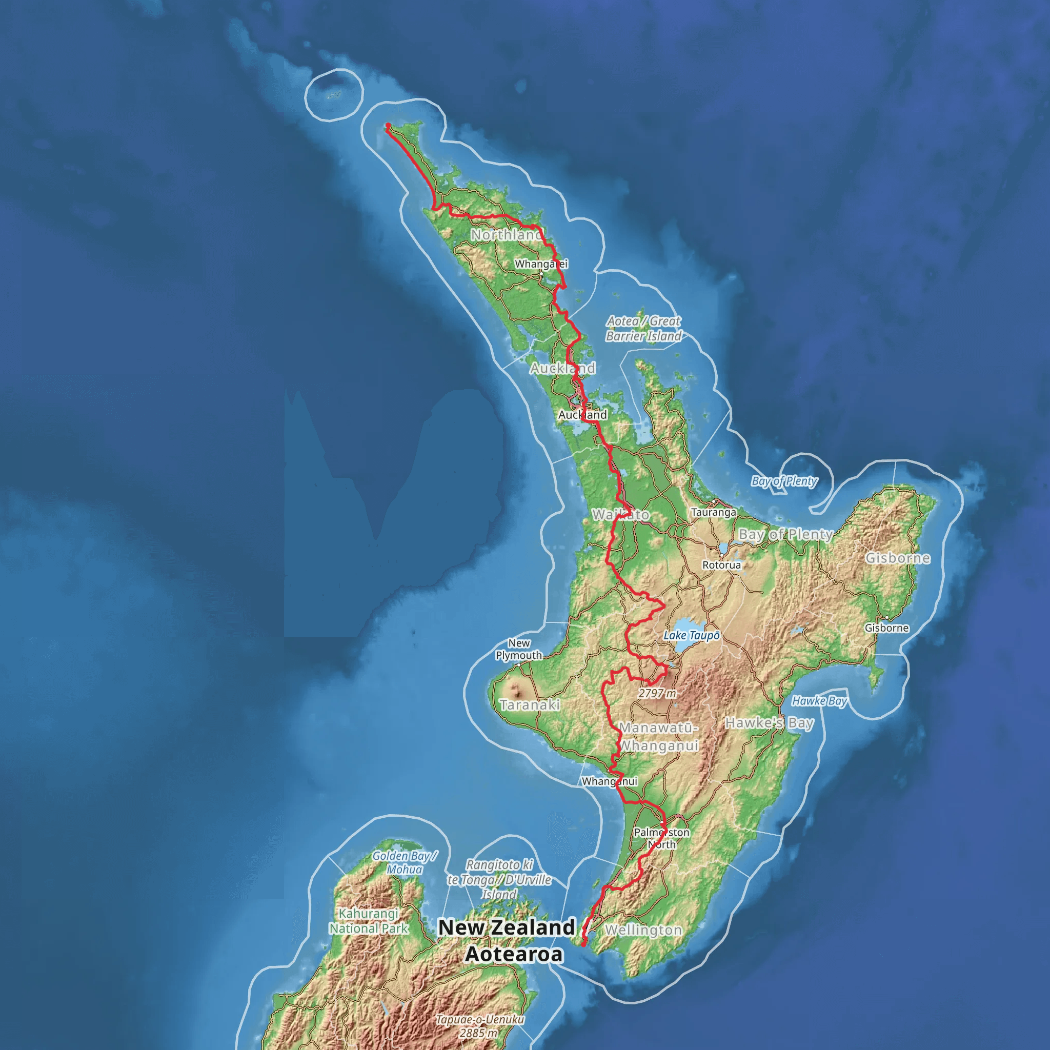 Te Araroa North Island mobile static map