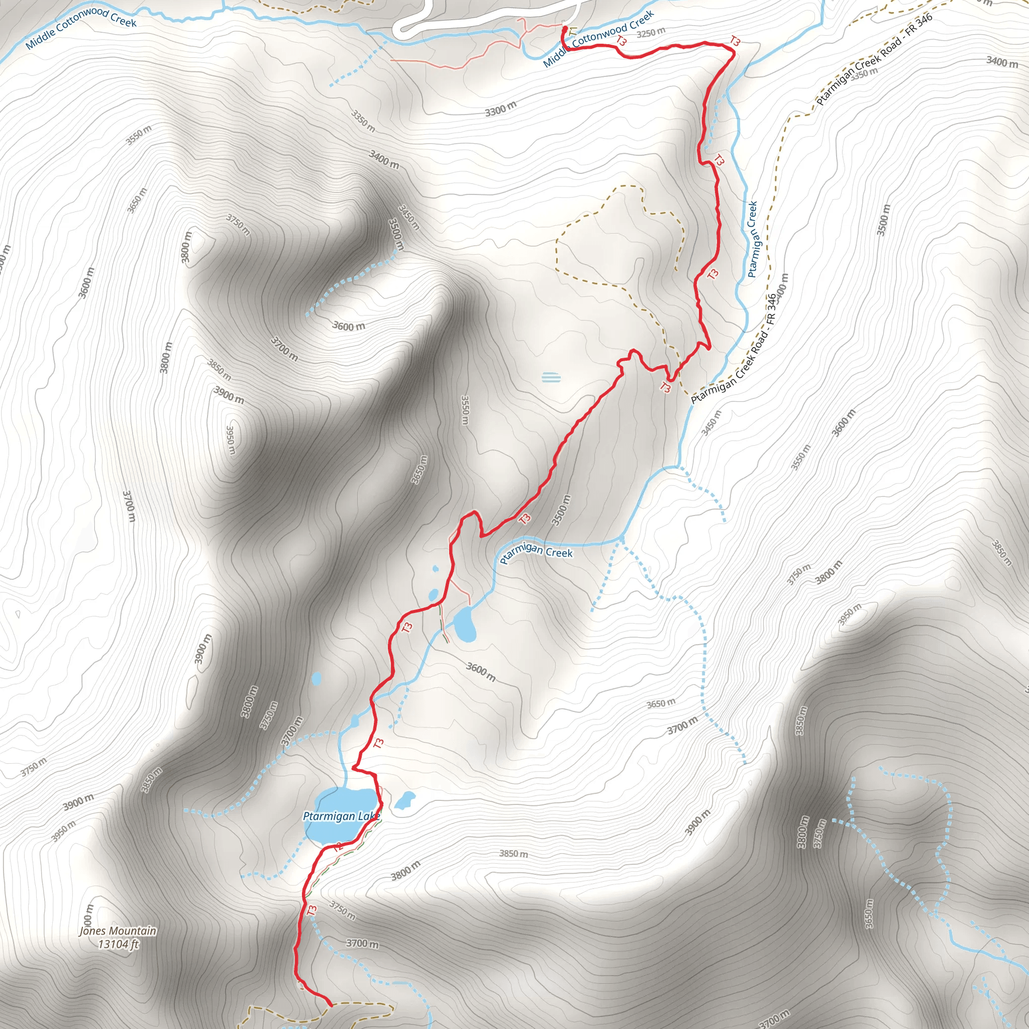 Ptarmigan Lake Trail mobile static map