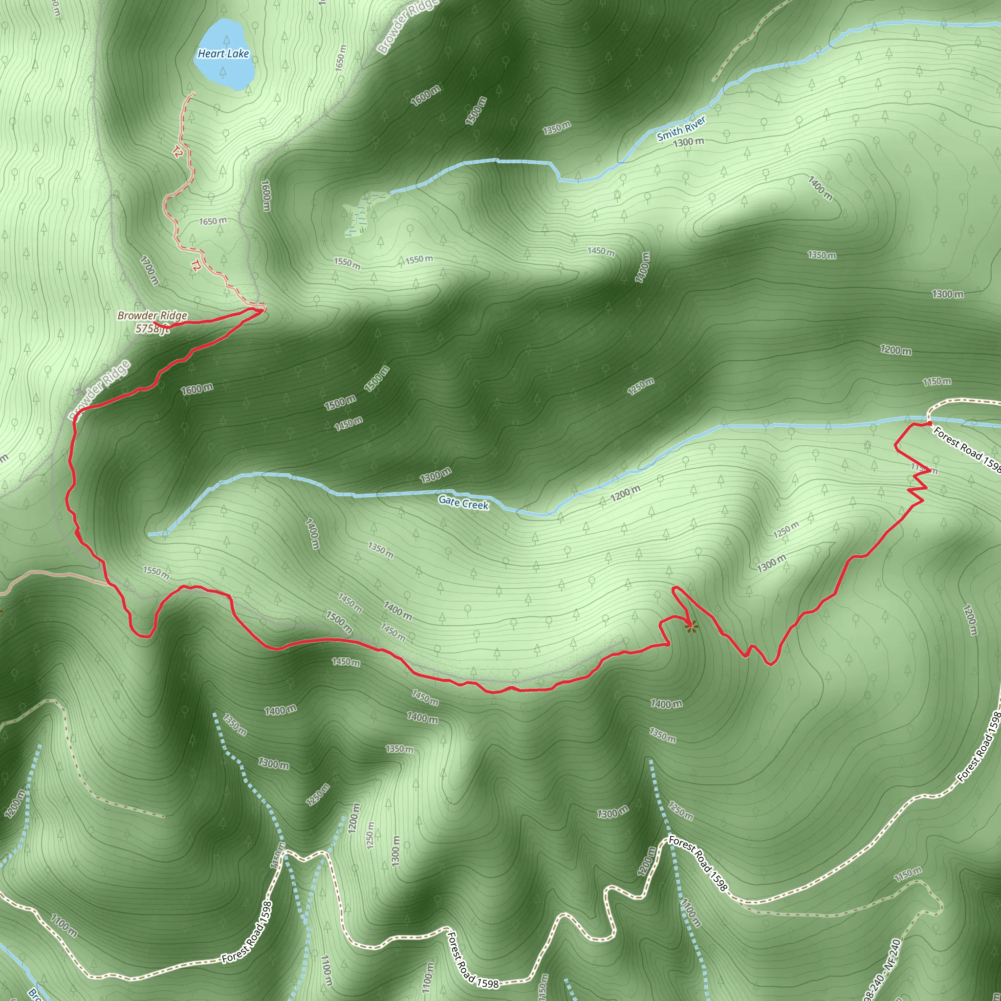Browder Ridge via Gate Creek Trail mobile static map