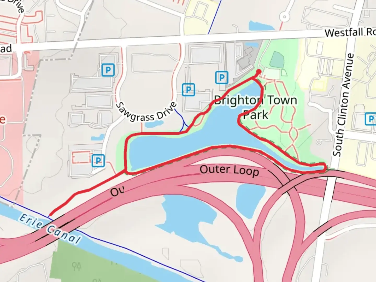 An image depicting the trail Brighton Town Park Loop and its surrounding area.