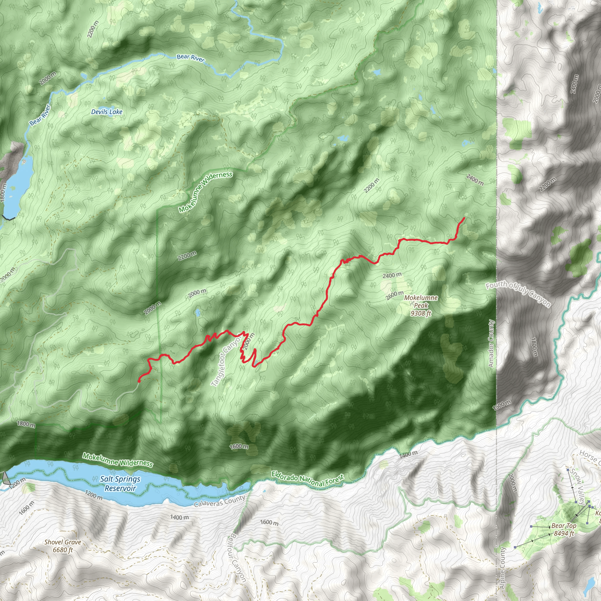 Tanglefoot Trail mobile static map