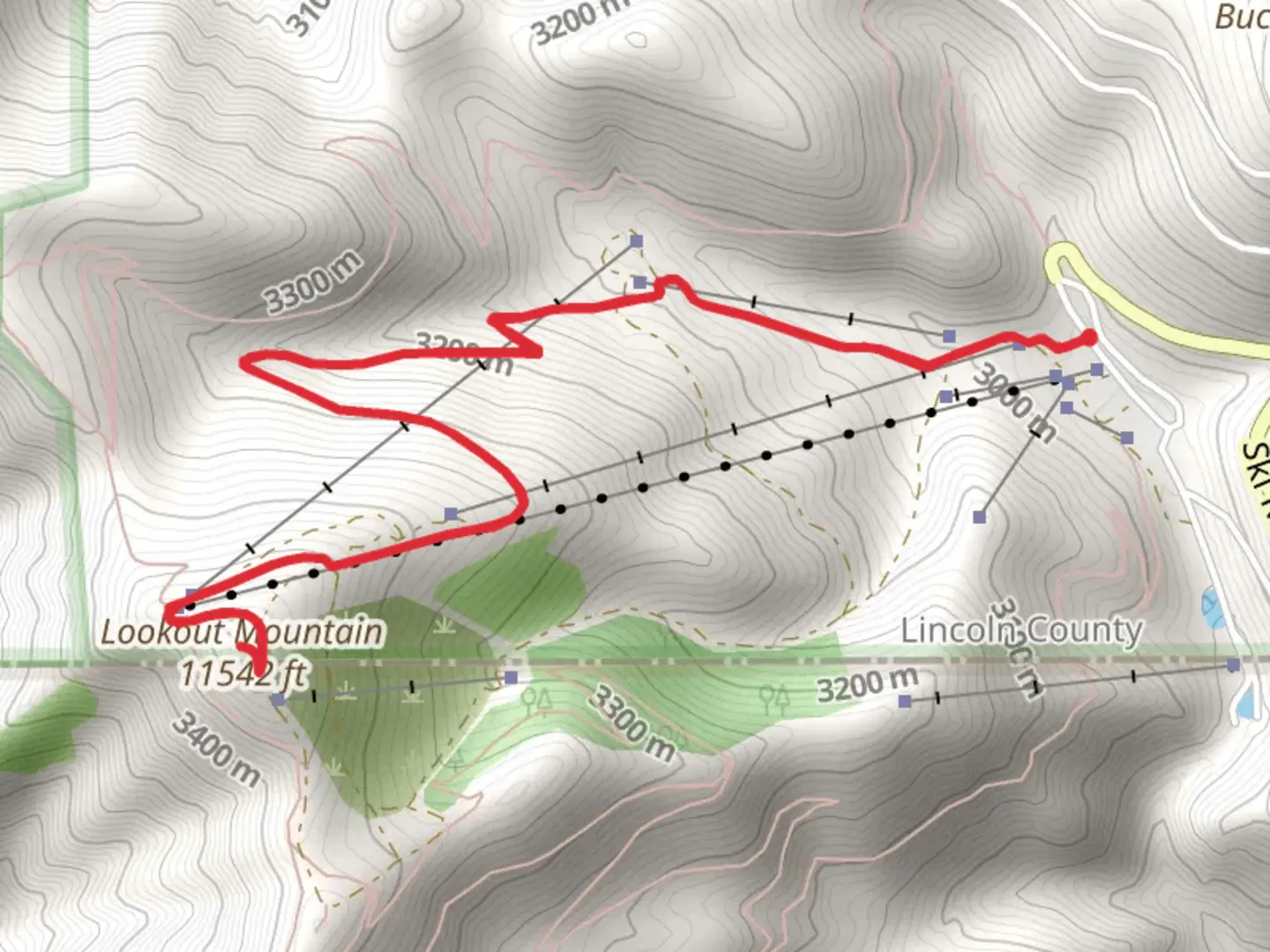 An image depicting the trail Lookout Mountain - Sierra Blanca Out and Back and its surrounding area.
