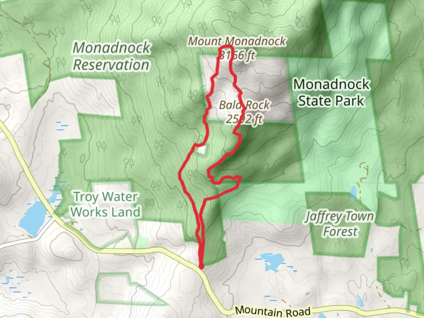An image depicting the trail Monte Rosa and Bald Rock via Cliff Walk and its surrounding area.