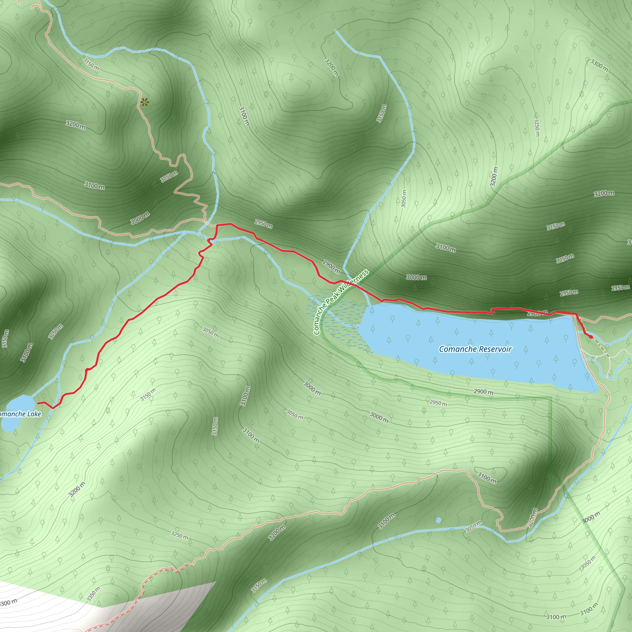 Comanche Lake Trail mobile static map