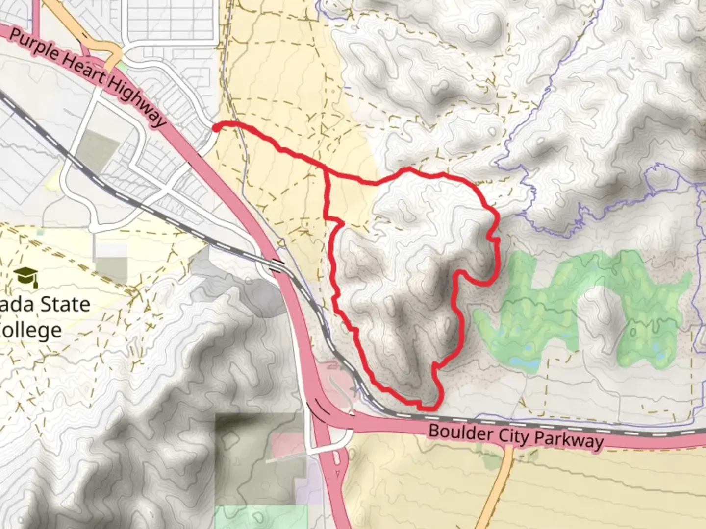 An image depicting the trail Railroad Pass and Cams Run Loop and its surrounding area.