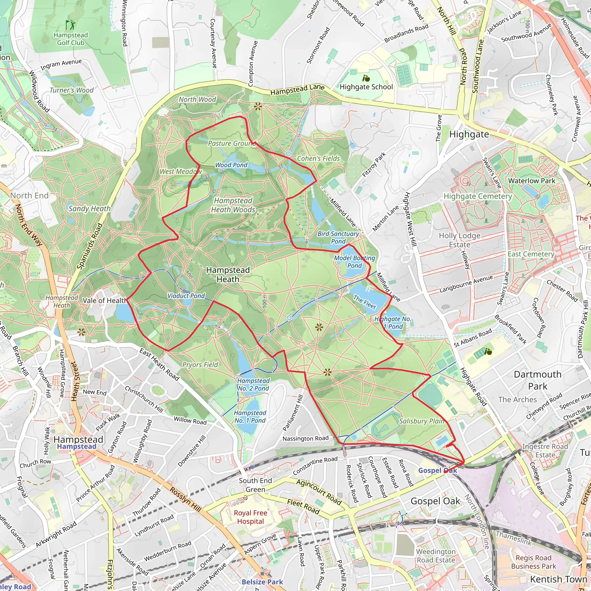 Hampstead Heath Loop mobile static map