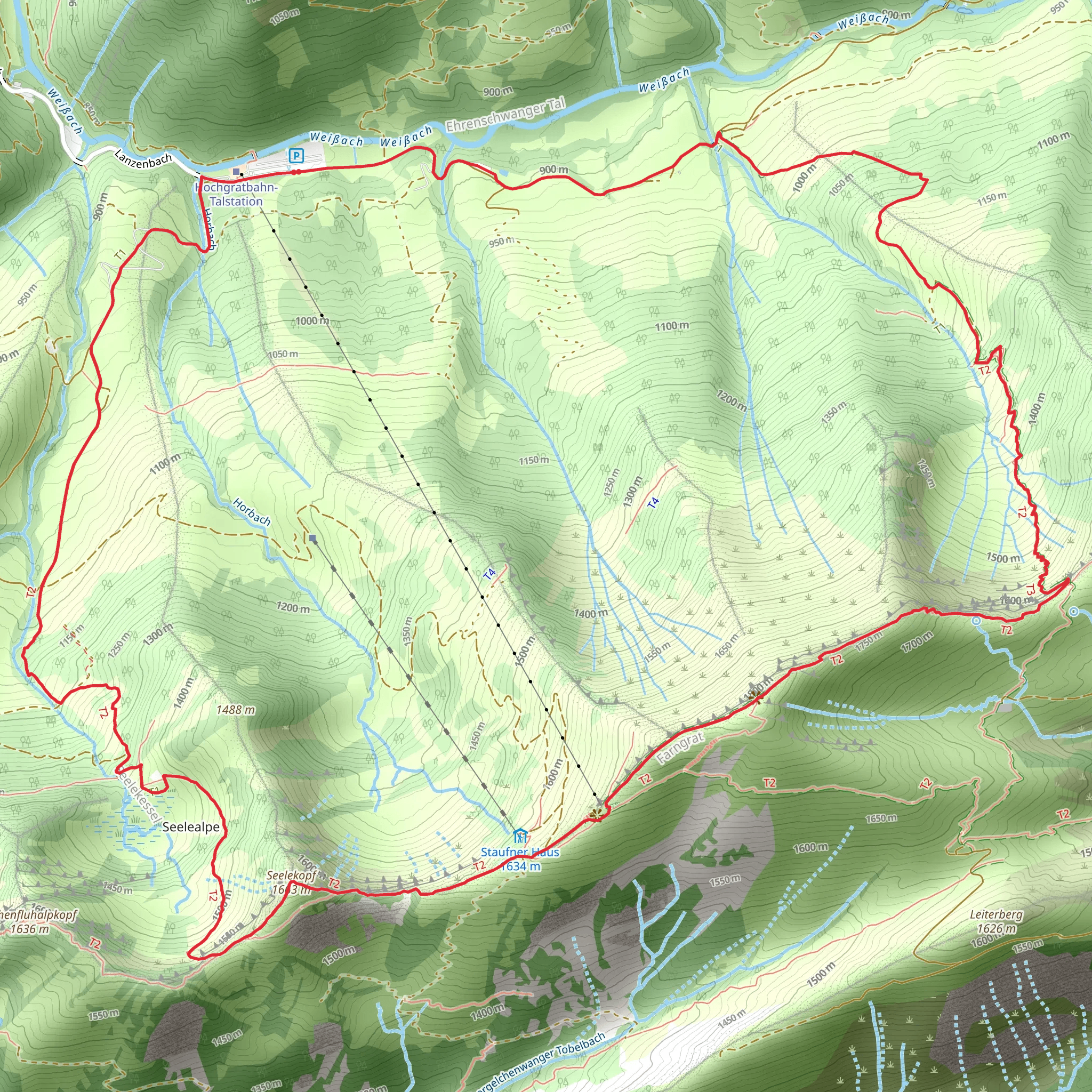Hochgrat via Wandergebiet Oberstaufen mobile static map