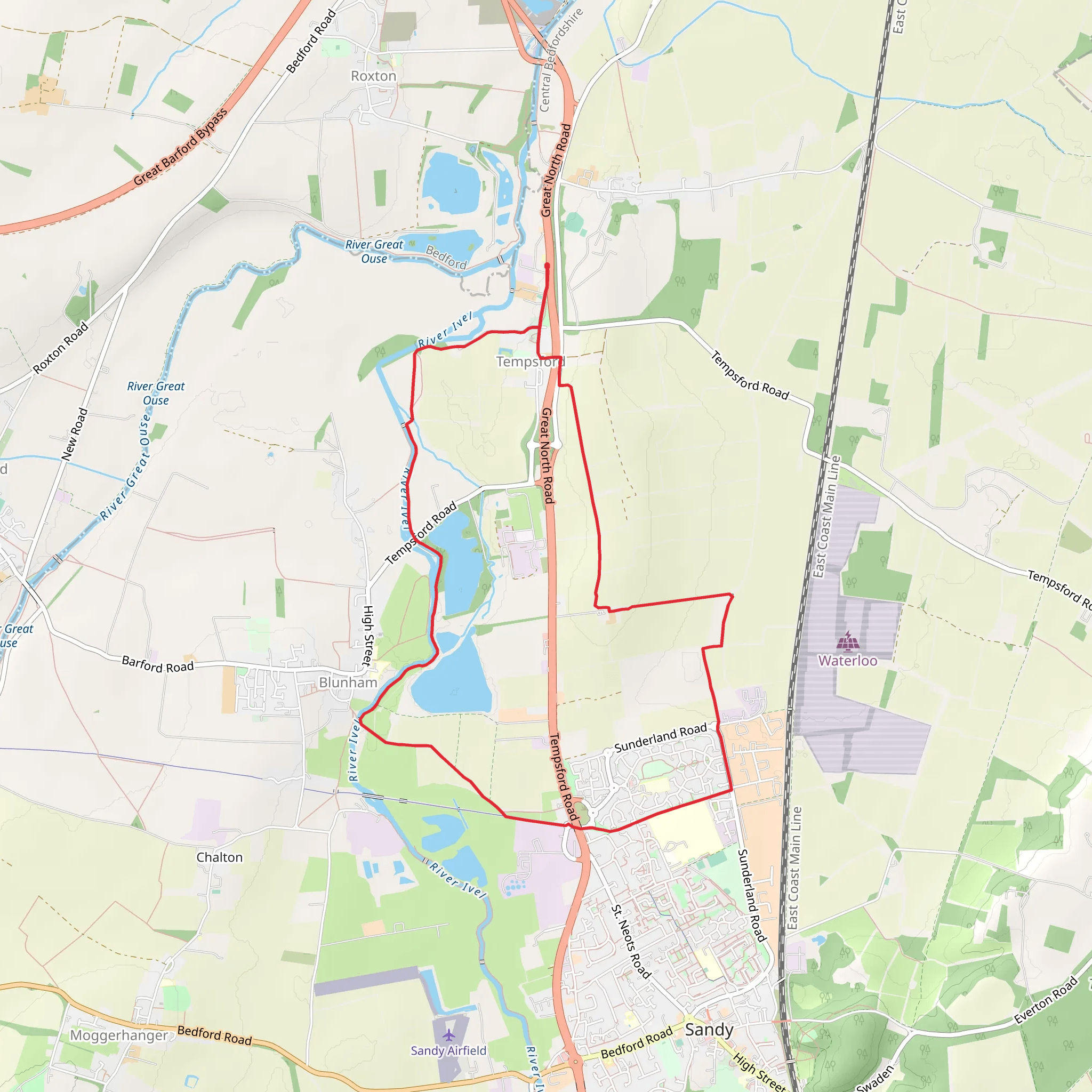 Tempsford and Blunham Loop mobile static map
