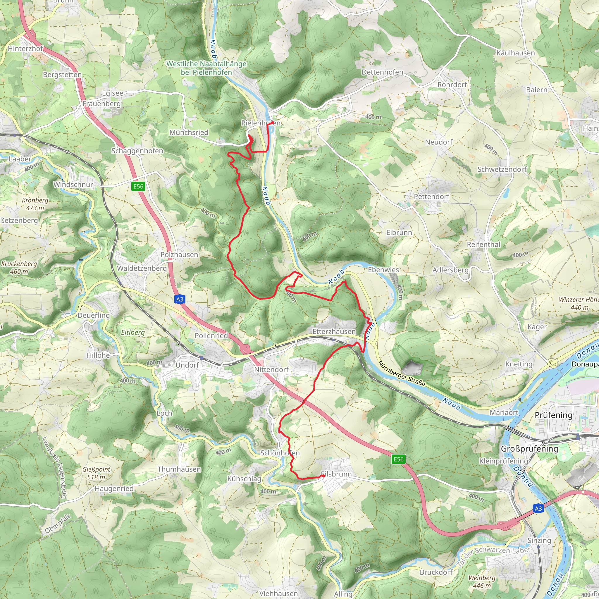 Elisbrunn to Pielenhofen Walk mobile static map