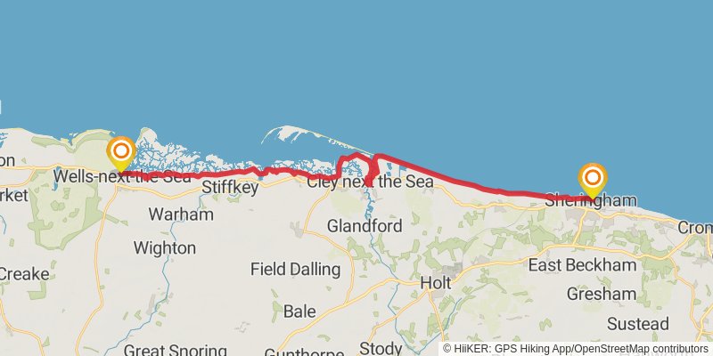 Peddars Way and Norfolk Coast Path stage 6 Map