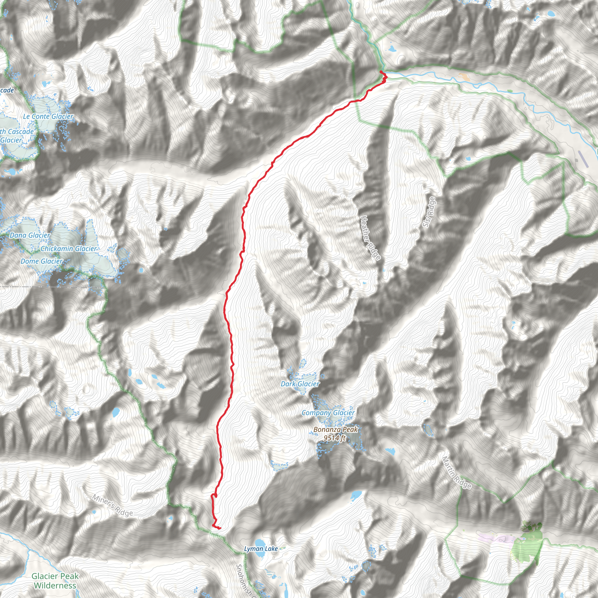 South Fork Agnes Creek via PCT - Washington Section K mobile static map