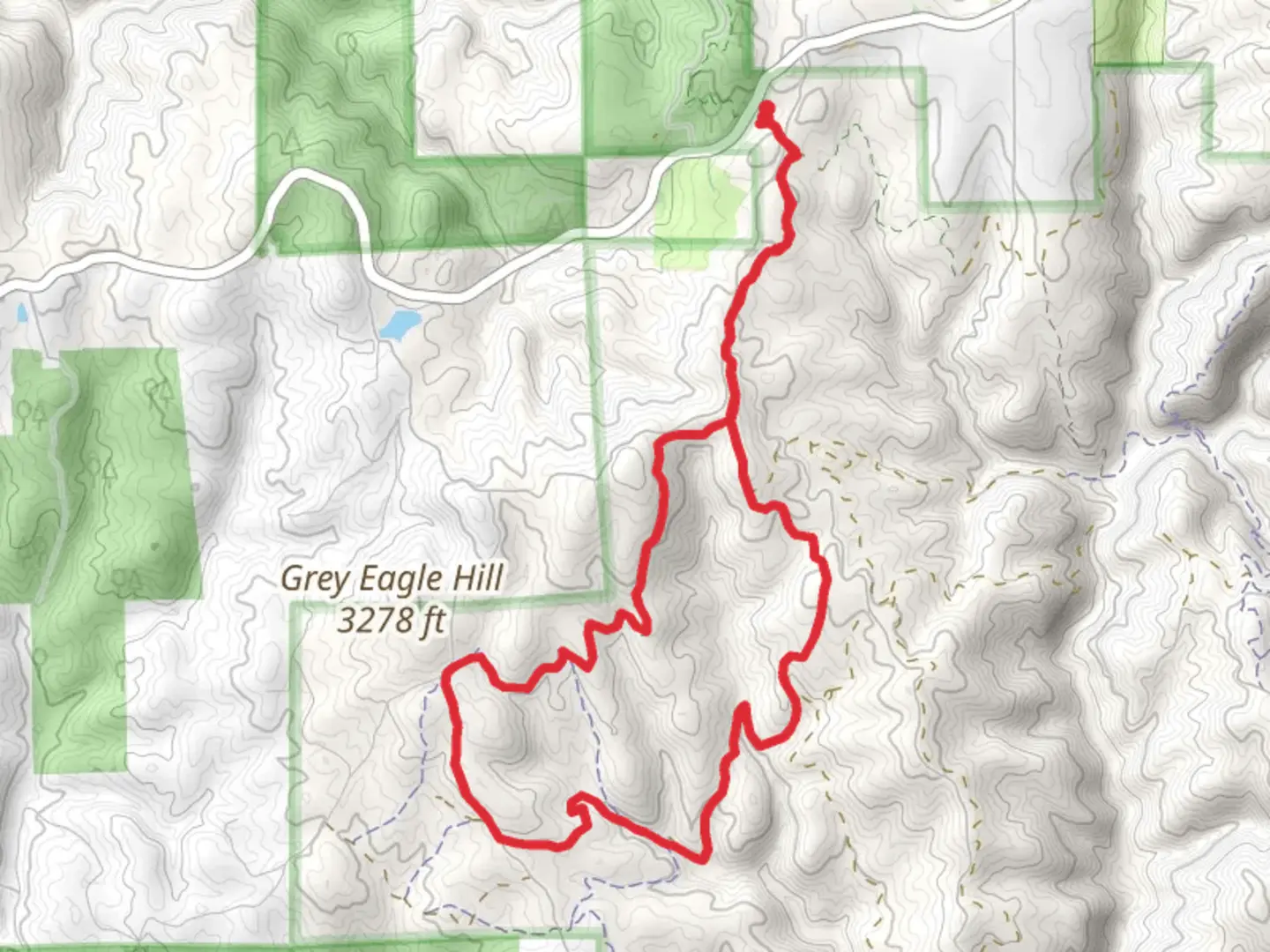 An image depicting the trail Balderson - Dru Barner - Mace Tie Loop Trail and its surrounding area.