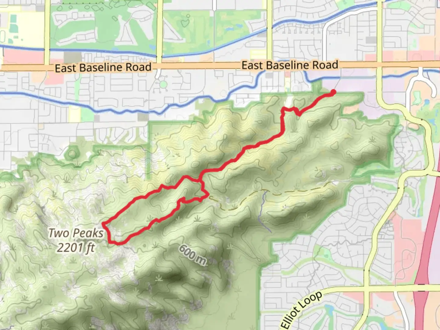 An image depicting the trail Mormon Loop and Javelina Canyon Trail and its surrounding area.