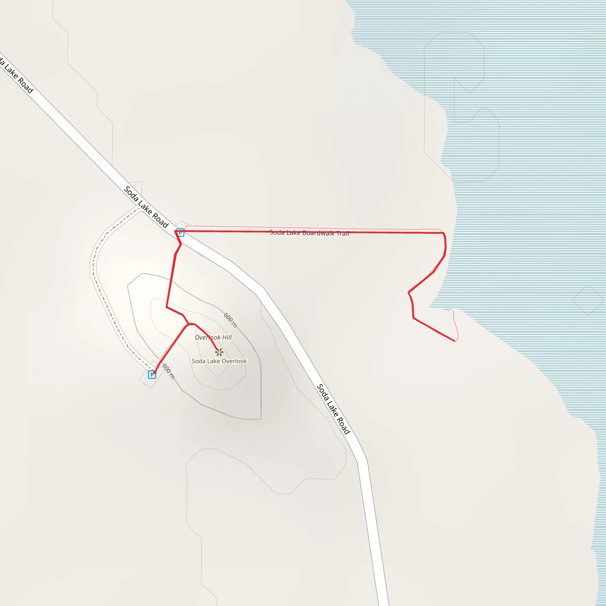 Soda Lake Overlook and Soda Lake Boardwalk mobile static map