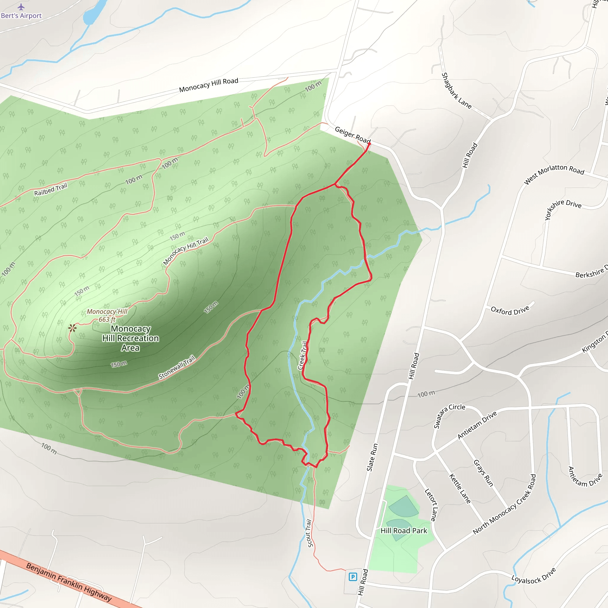 Monocacy Hill and Creek Loop mobile static map