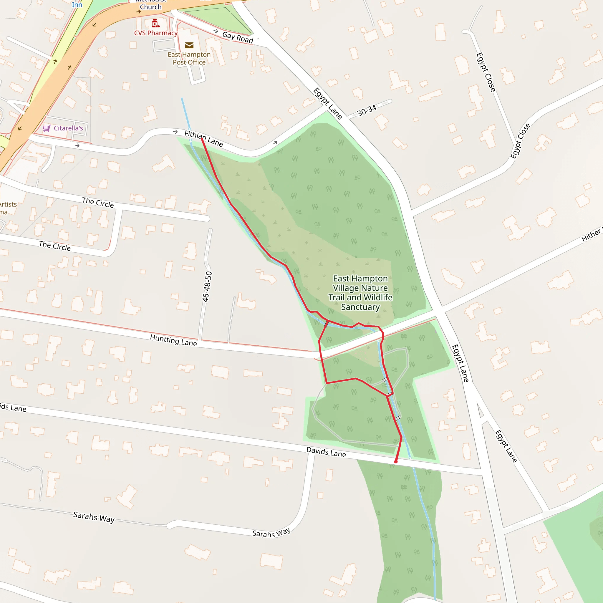 East Hampton Village Nature and Wildlife Sanctuary Loop Trail mobile static map